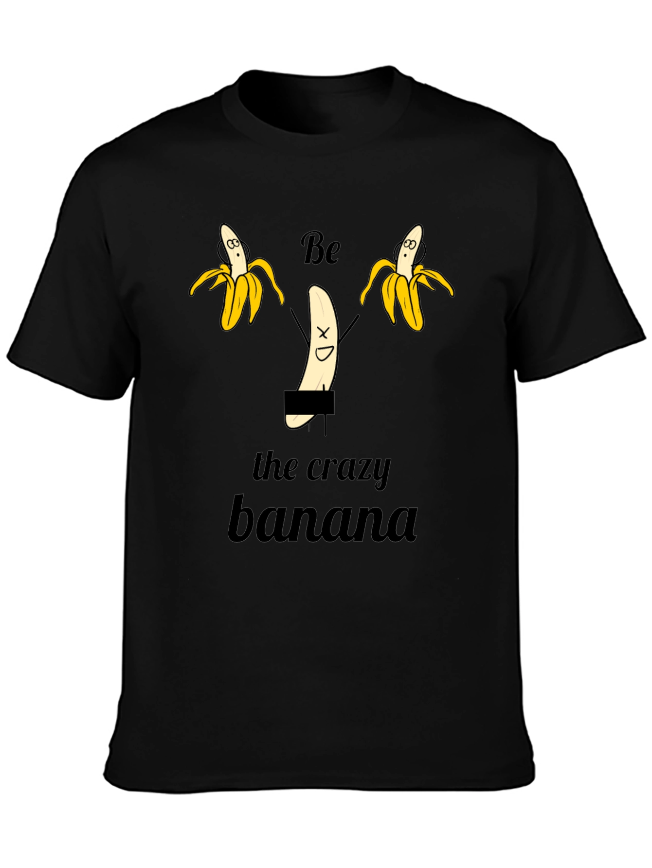 Crazy Banana Graphic T-Shirt - Unisex Black Tee