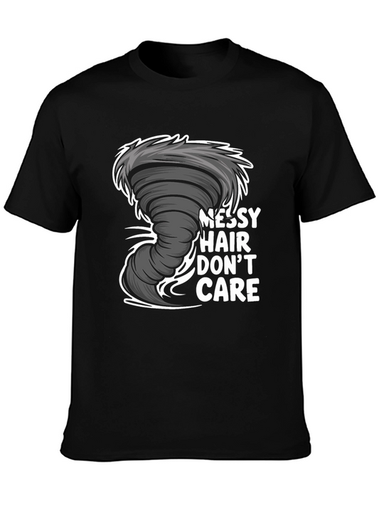 Messy Hair Dont Care Black T-Shirt