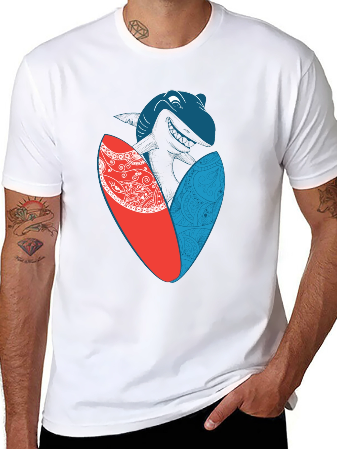 Shark Surfboard Graphic Tee - Cool Summer Style
