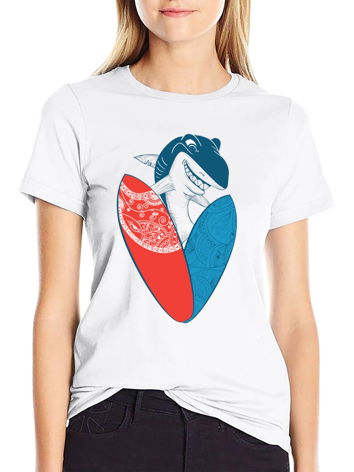 Shark Surfboard Graphic Tee - Cool Summer Style