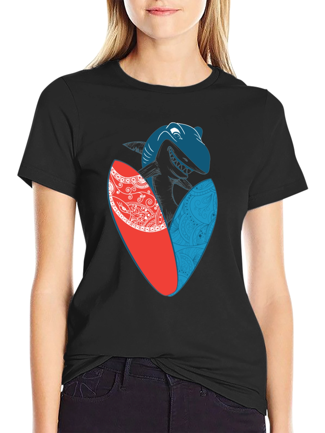 Shark Surfboard Graphic Tee - Cool Summer Style