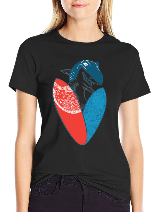 Shark Surfboard Graphic Tee - Cool Summer Style