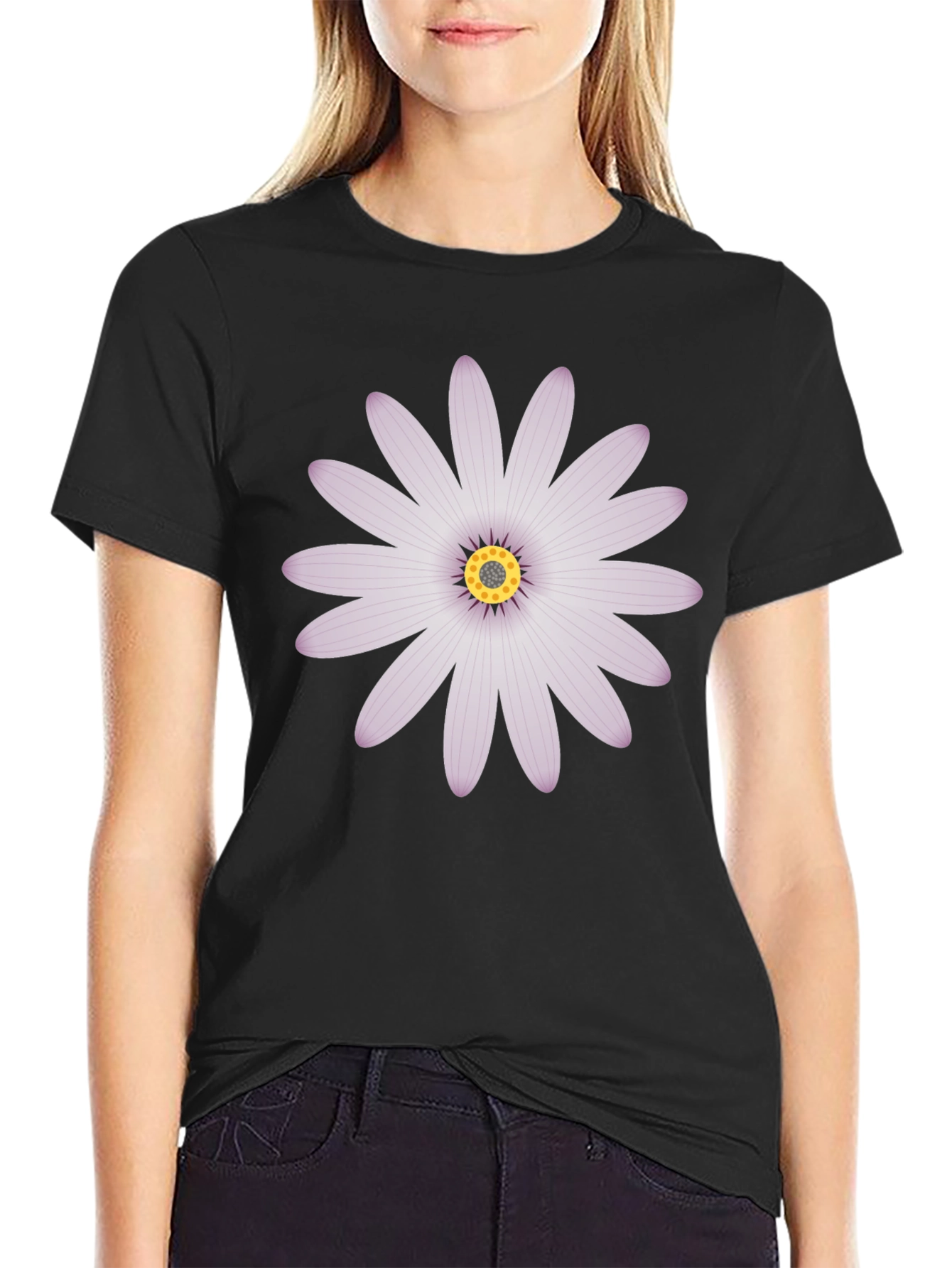 Daisy Graphic Tee - Black Casual Shirt