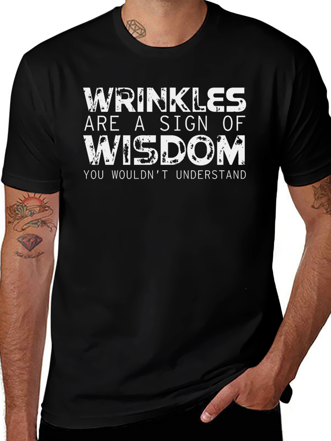 Wrinkles Wisdom Tee - Mens Black T-Shirt