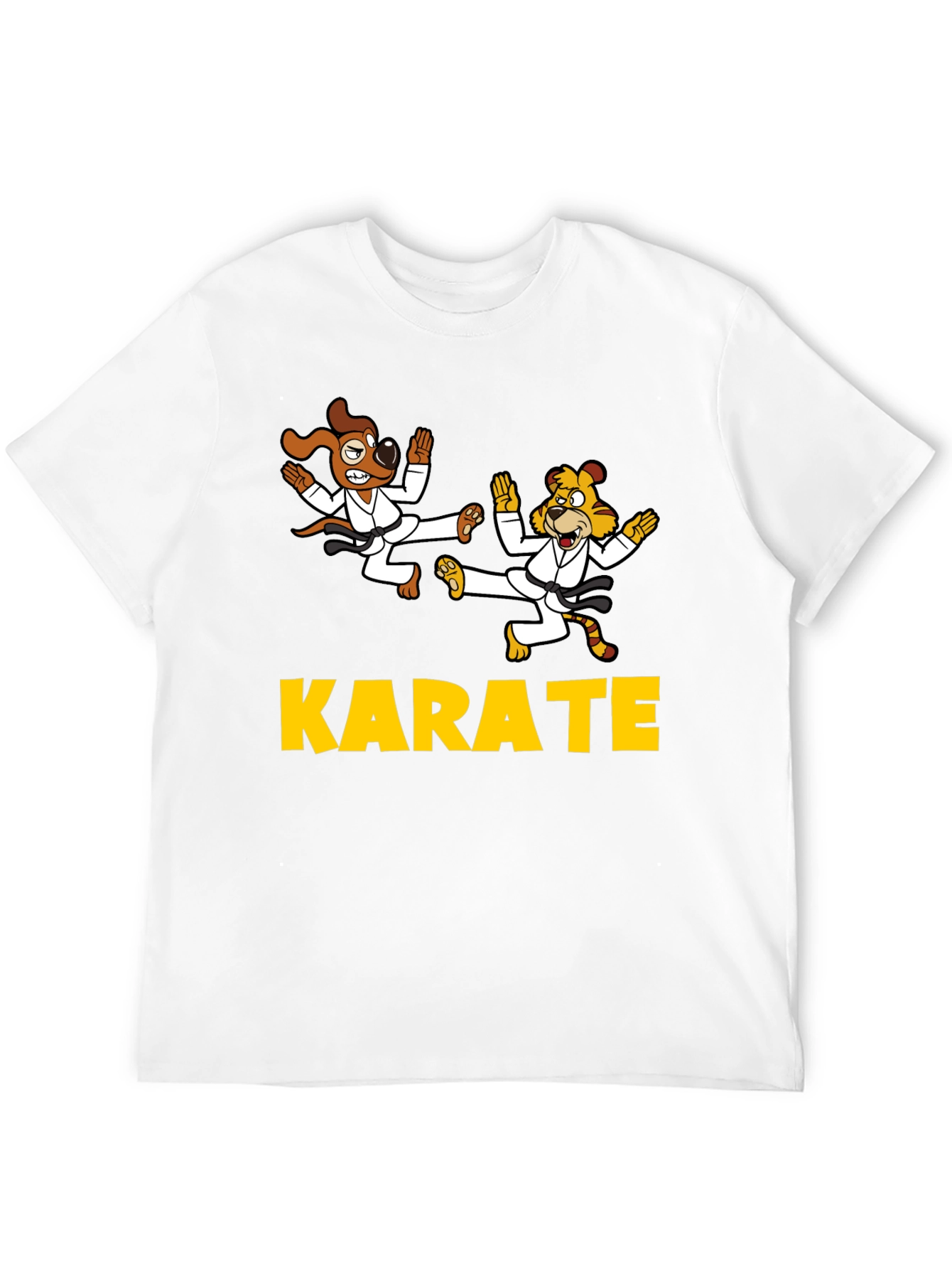Karate Dog & Tiger Black T-Shirt