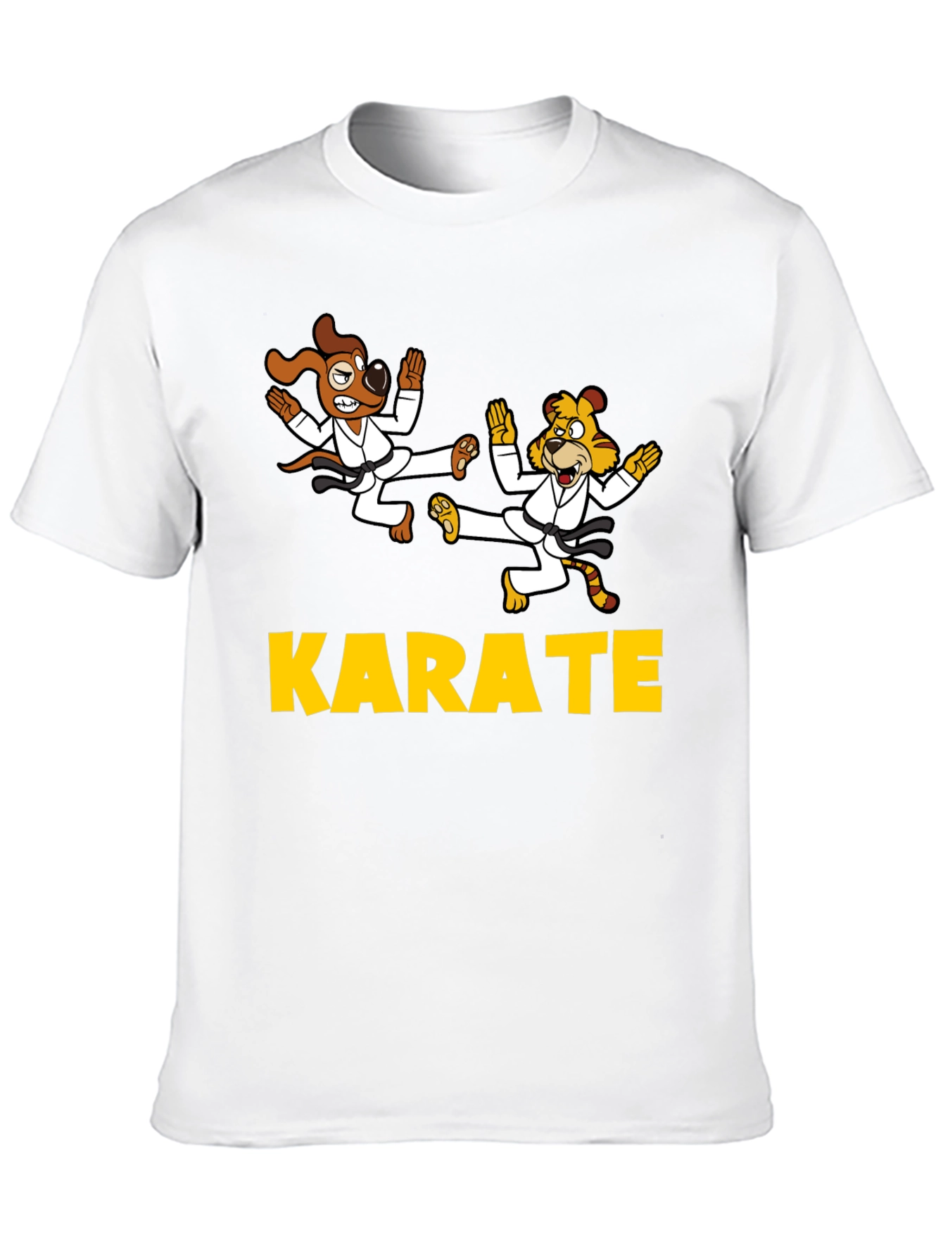 Karate Dog & Tiger Black T-Shirt