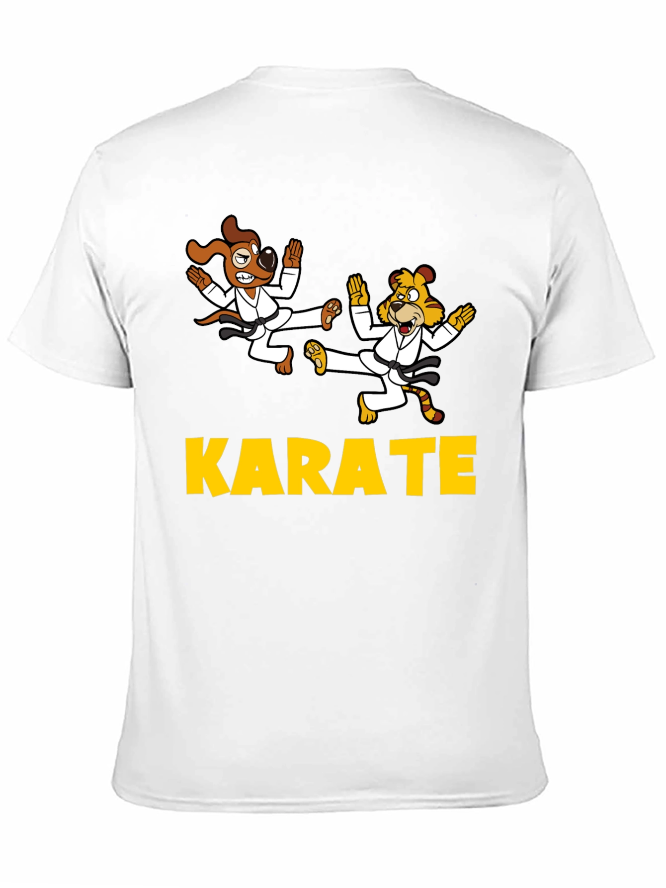 Karate Dog & Tiger Black T-Shirt