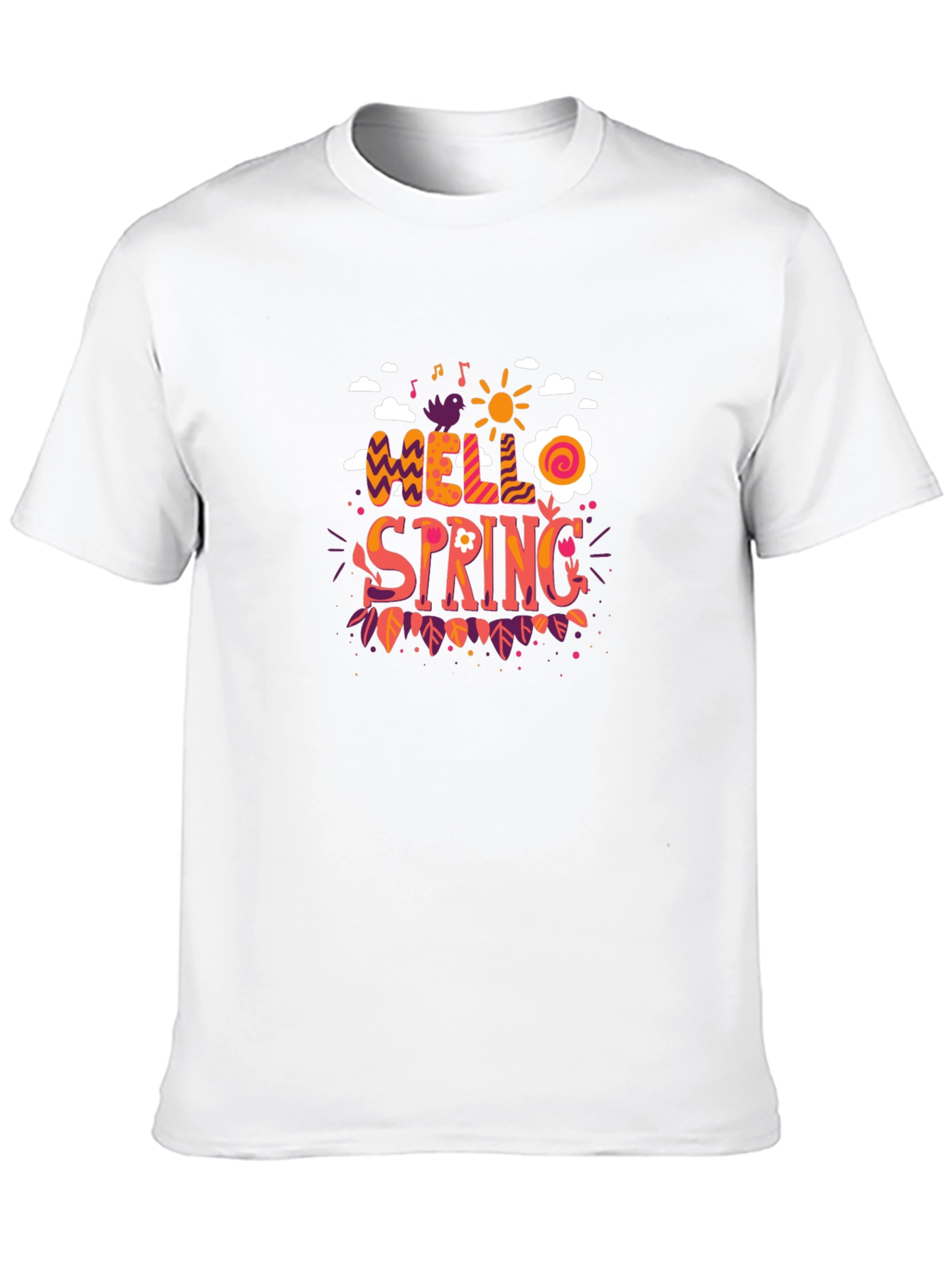 Hello Spring Graphic Black T-Shirt