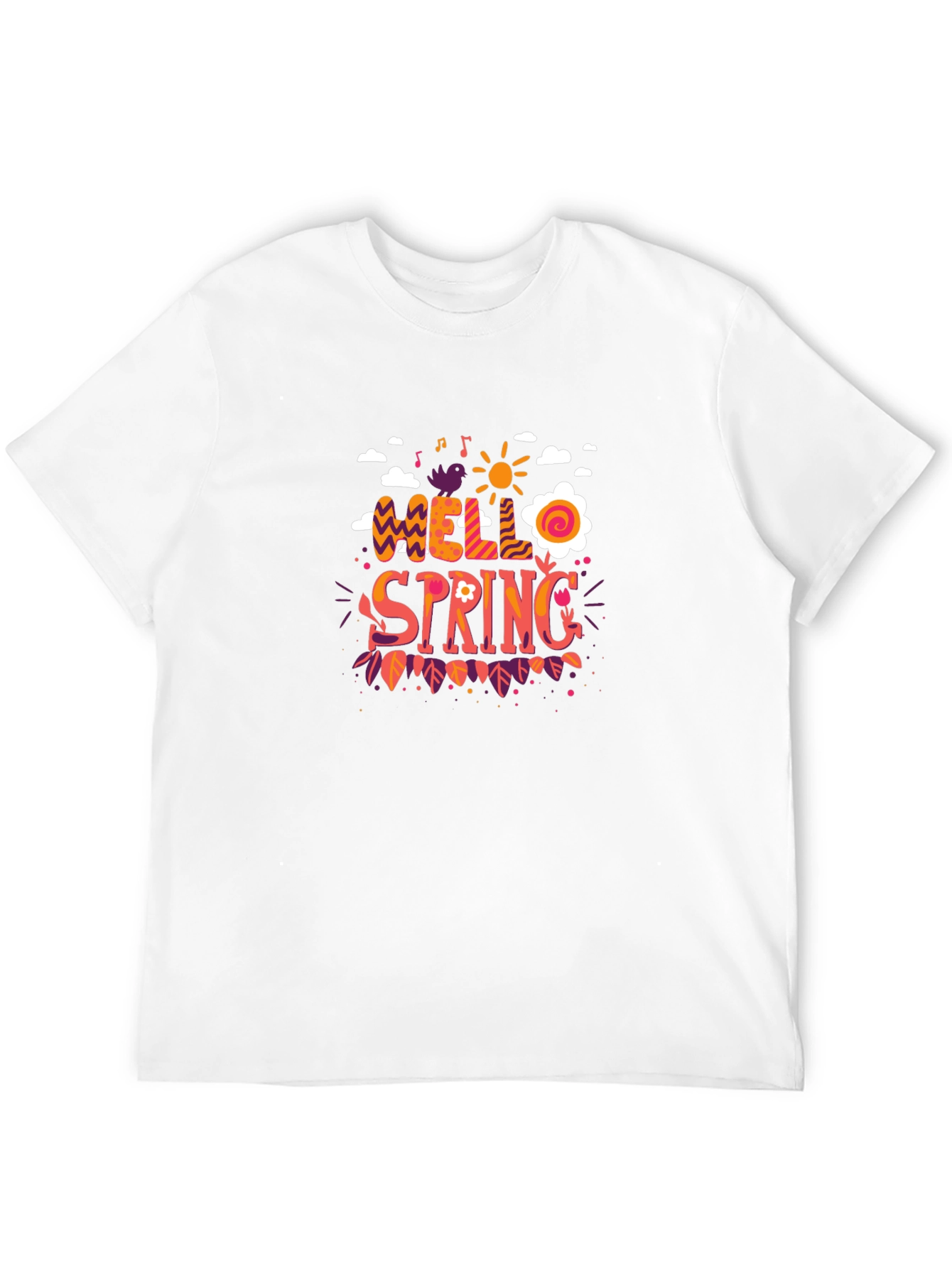Hello Spring Graphic Black T-Shirt