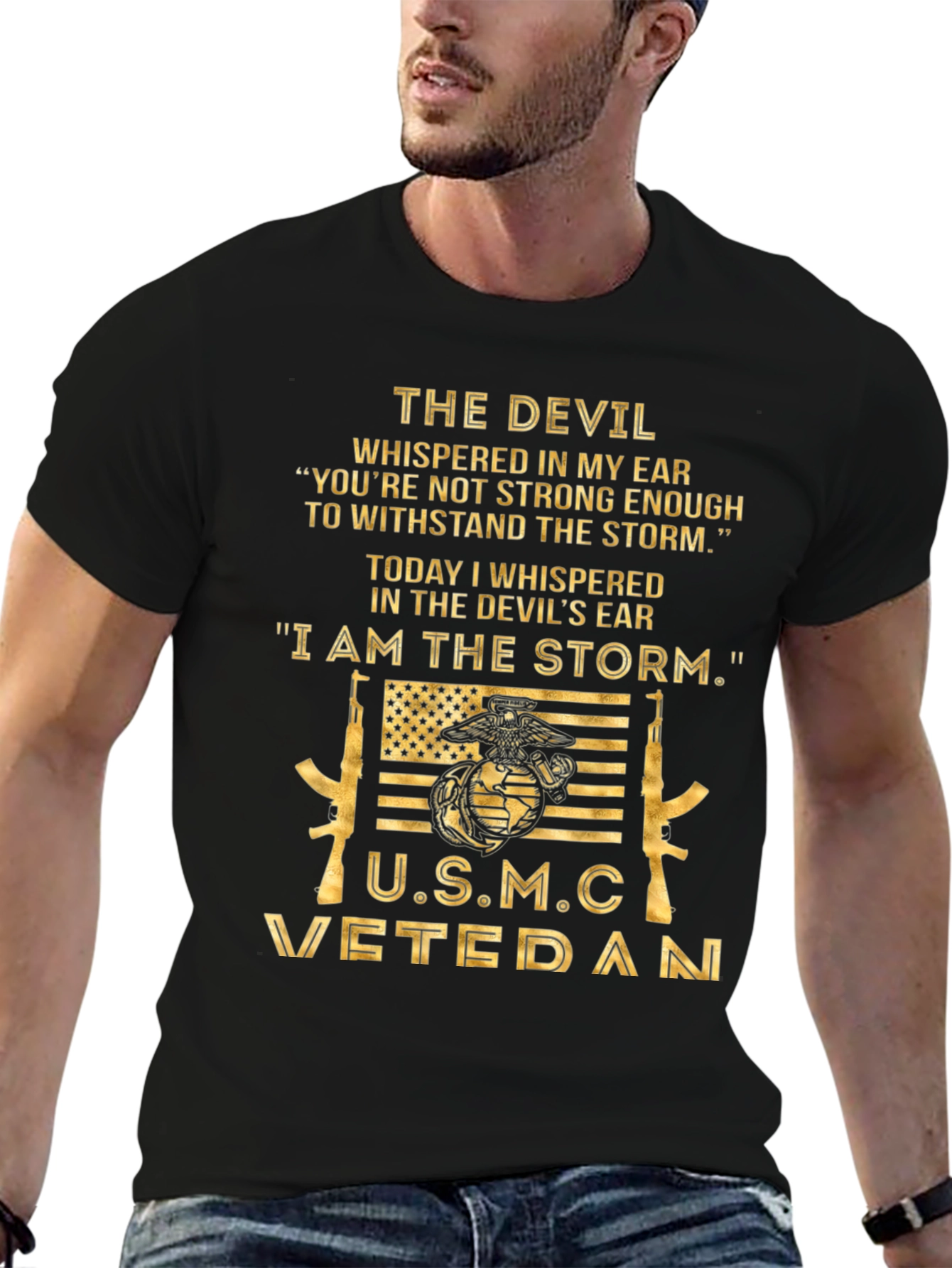 USMC Veteran I am the Storm Graphic T-Shirt