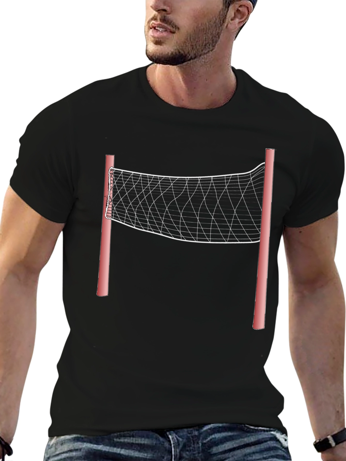 Volleyball Net Graphic Tee - Black Casual Shirt