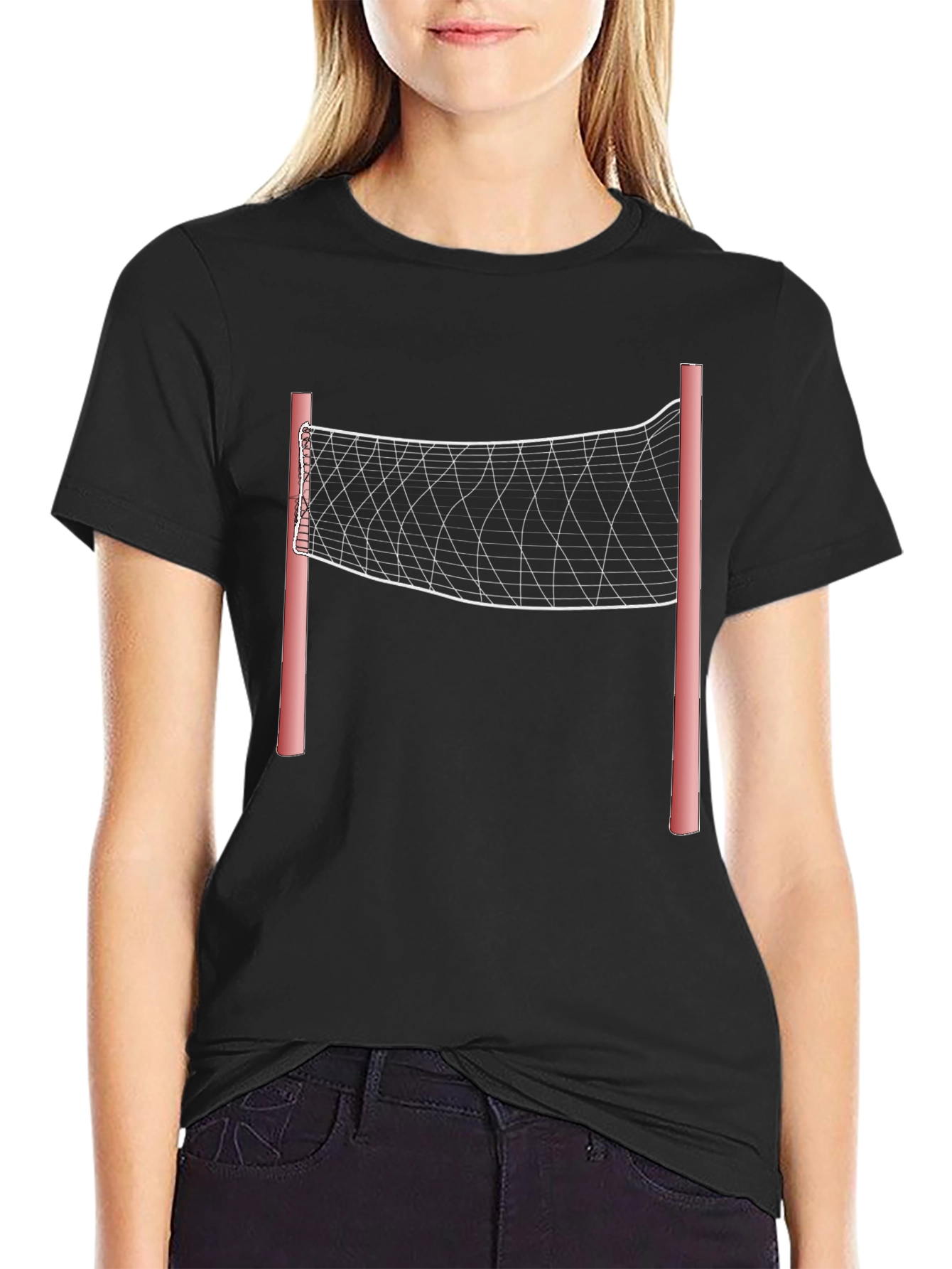 Volleyball Net Graphic Tee - Black Casual Shirt