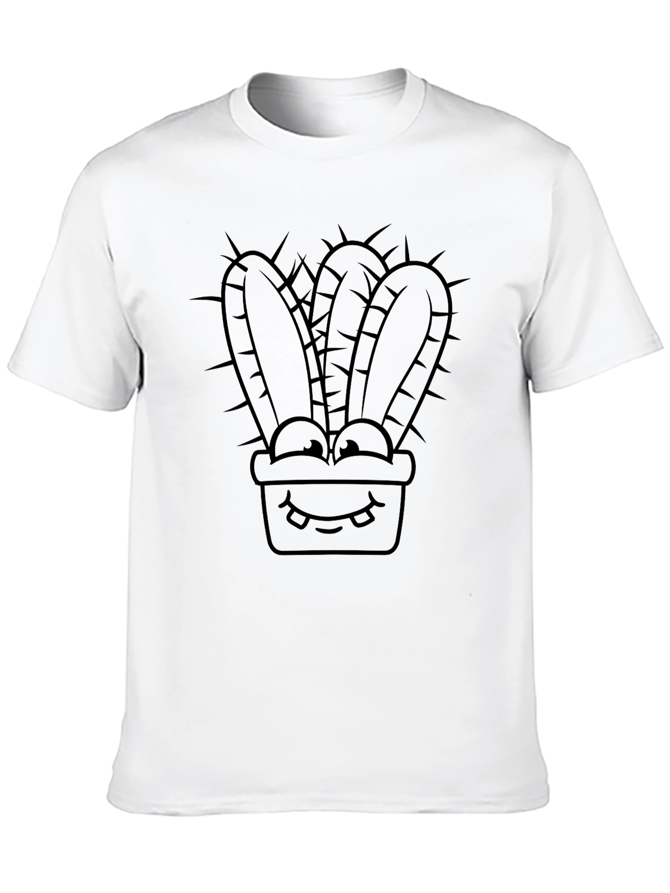 Cartoon Cactus T-Shirt - Black Graphic Tee