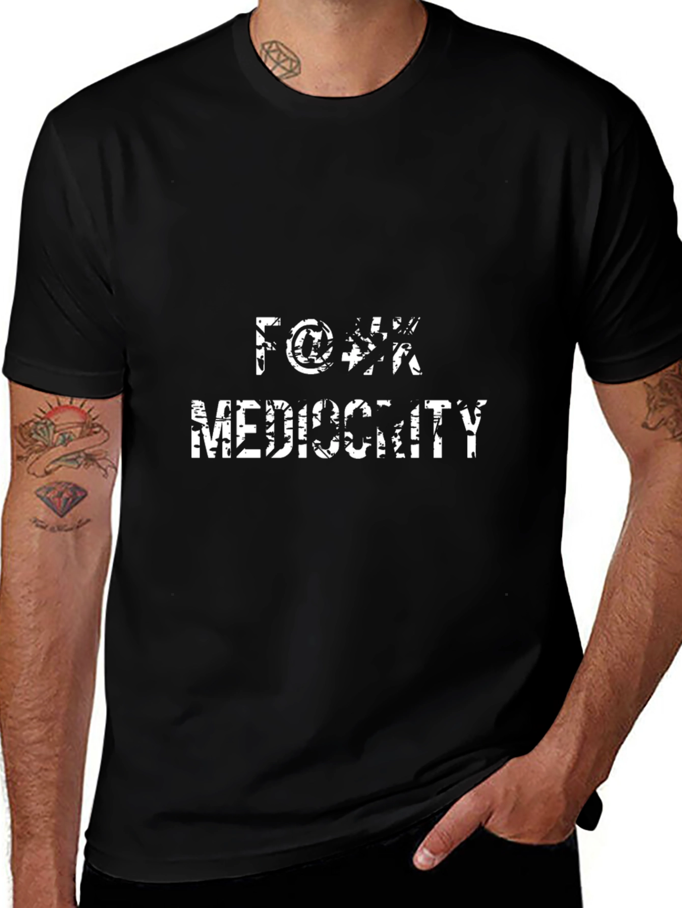 Black T-Shirt with Anti-Mediocrity Graphic