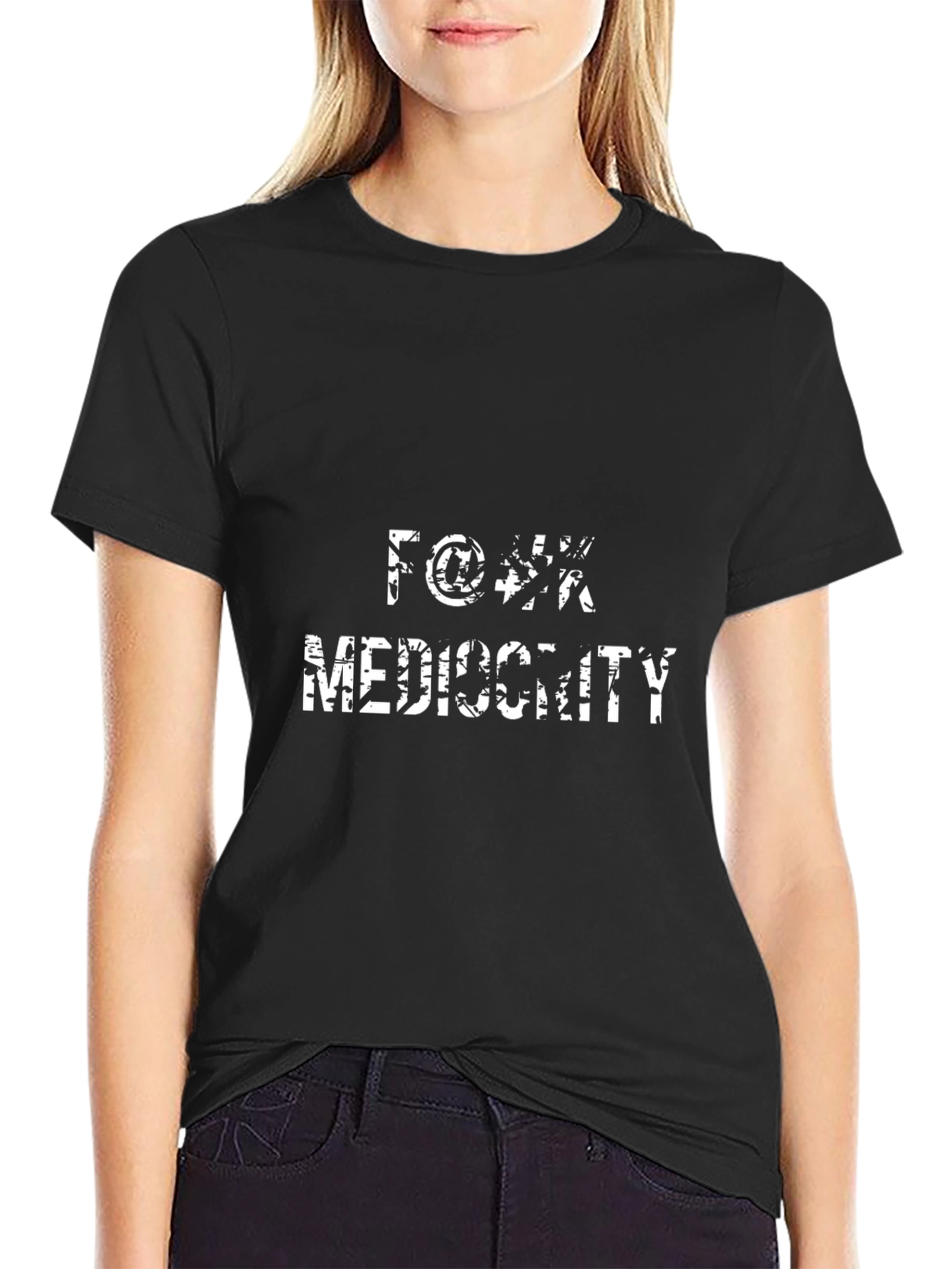Black T-Shirt with Anti-Mediocrity Graphic