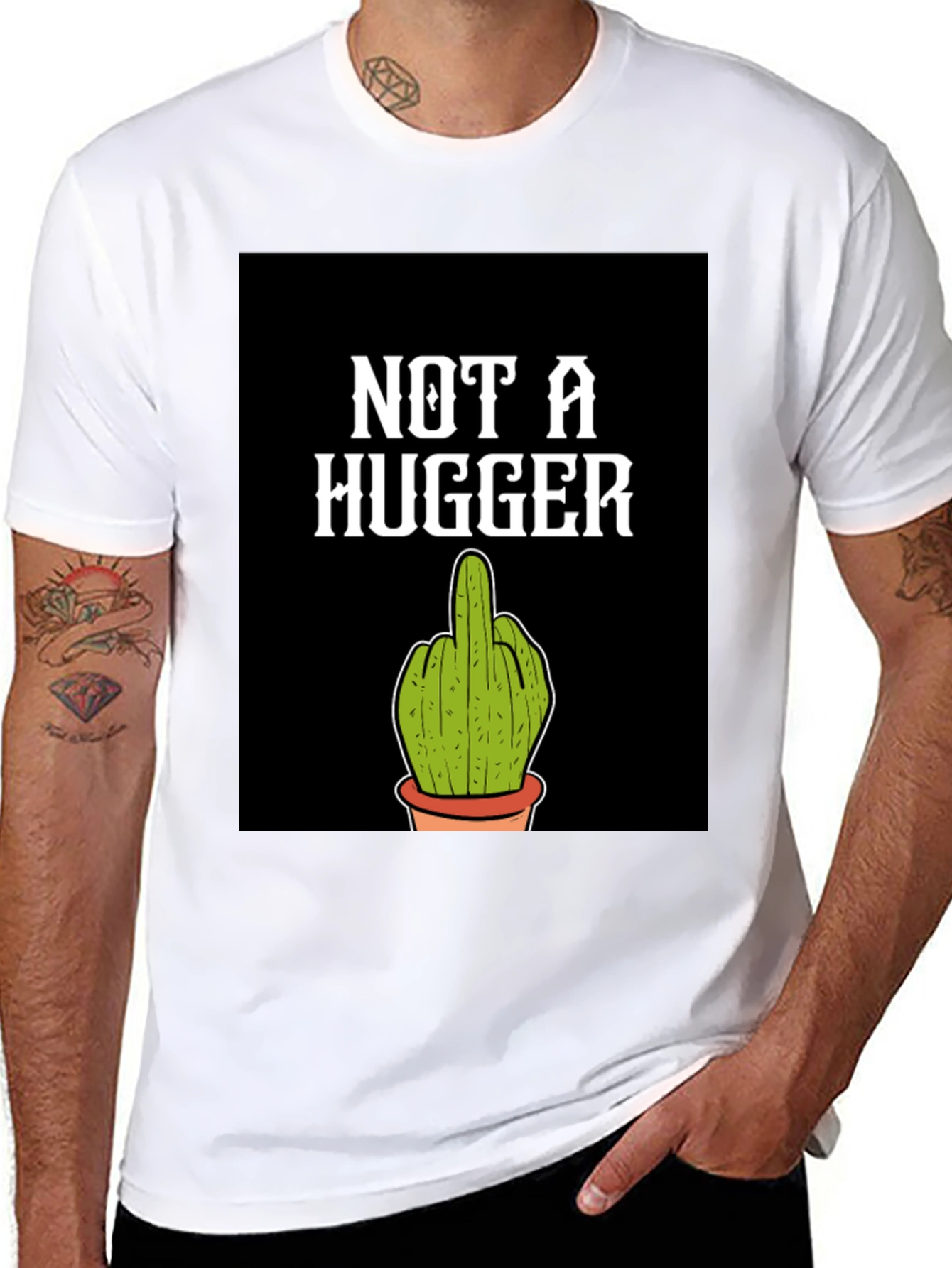 Not A Hugger Graphic Tee - Funny Cactus Shirt
