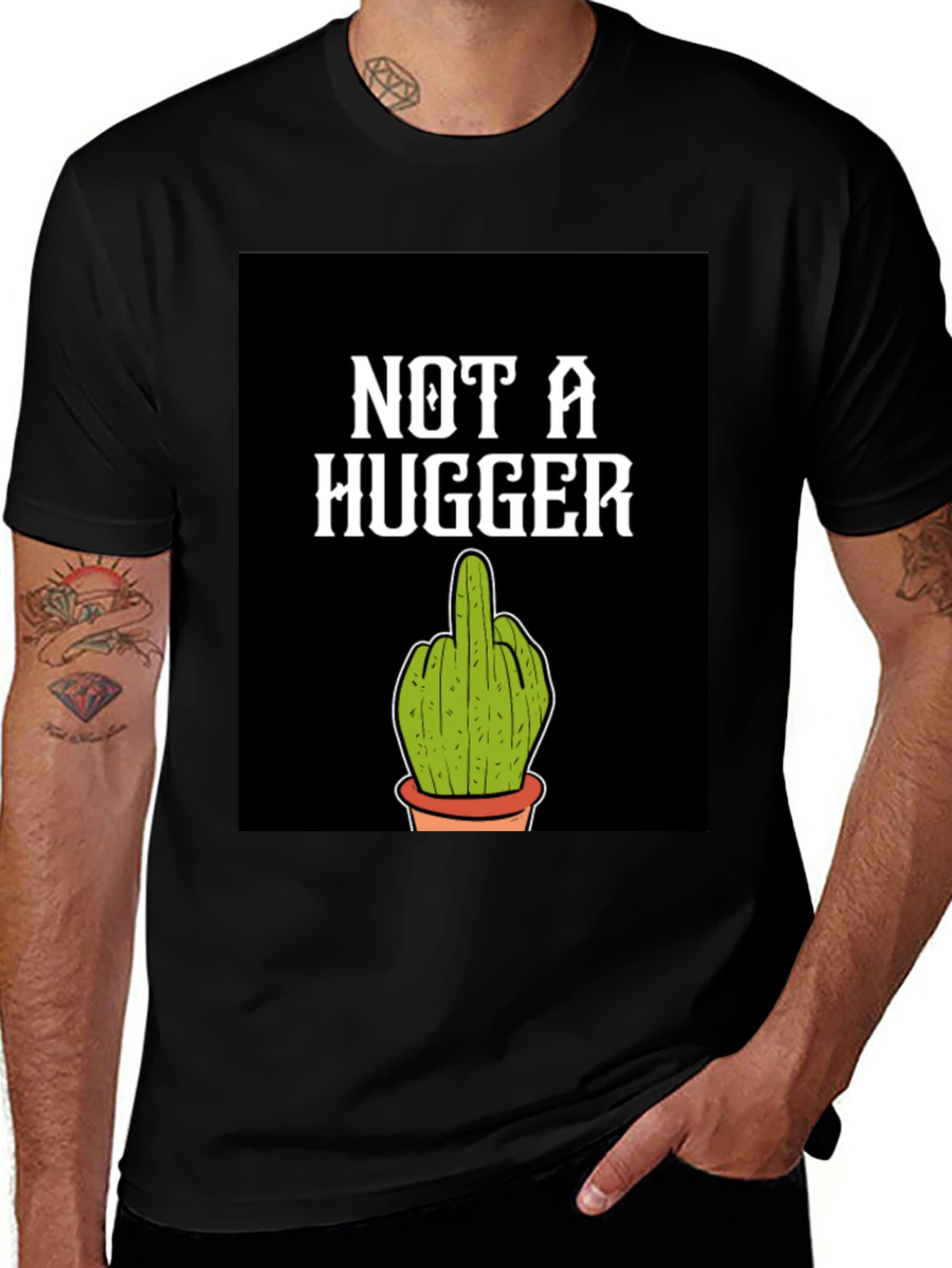 Not A Hugger Graphic Tee - Funny Cactus Shirt
