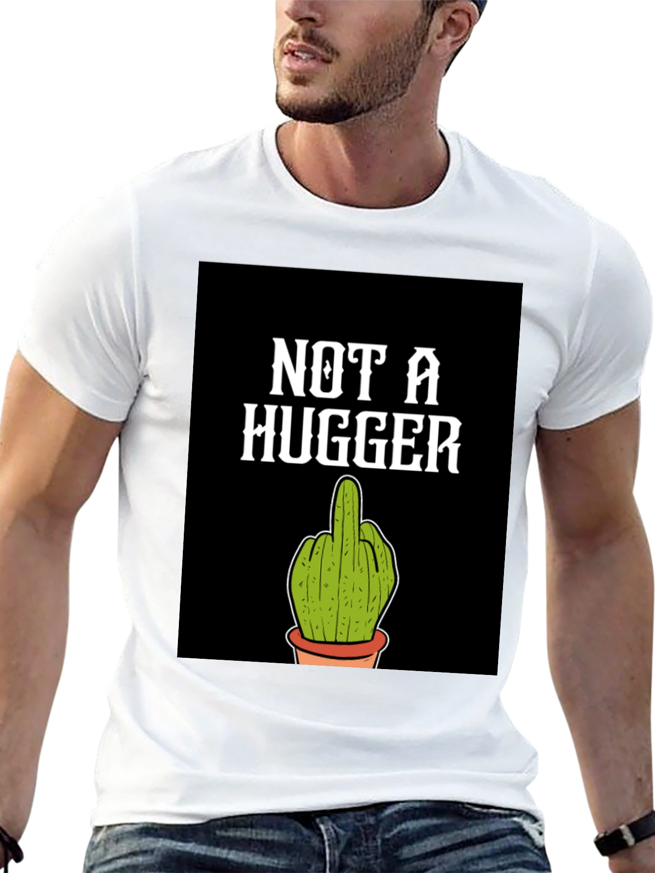 Not A Hugger Graphic Tee - Funny Cactus Shirt