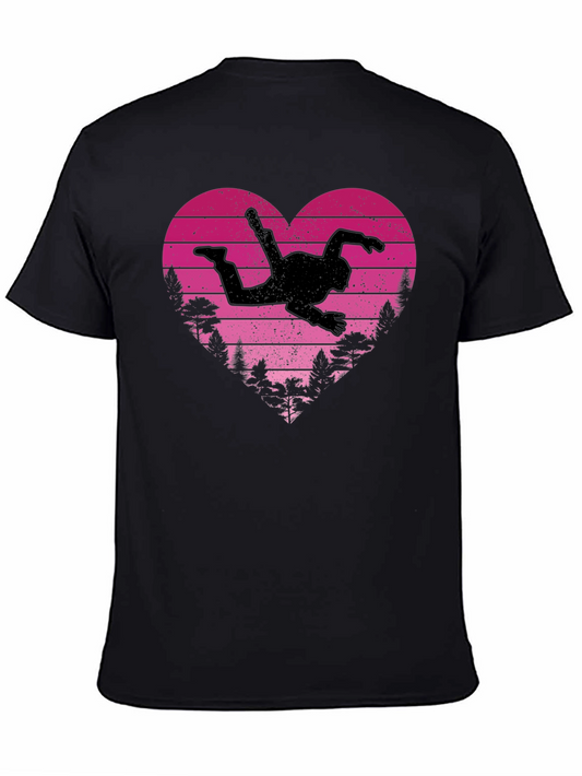 Skydiving Heartbeat T-Shirt - Black