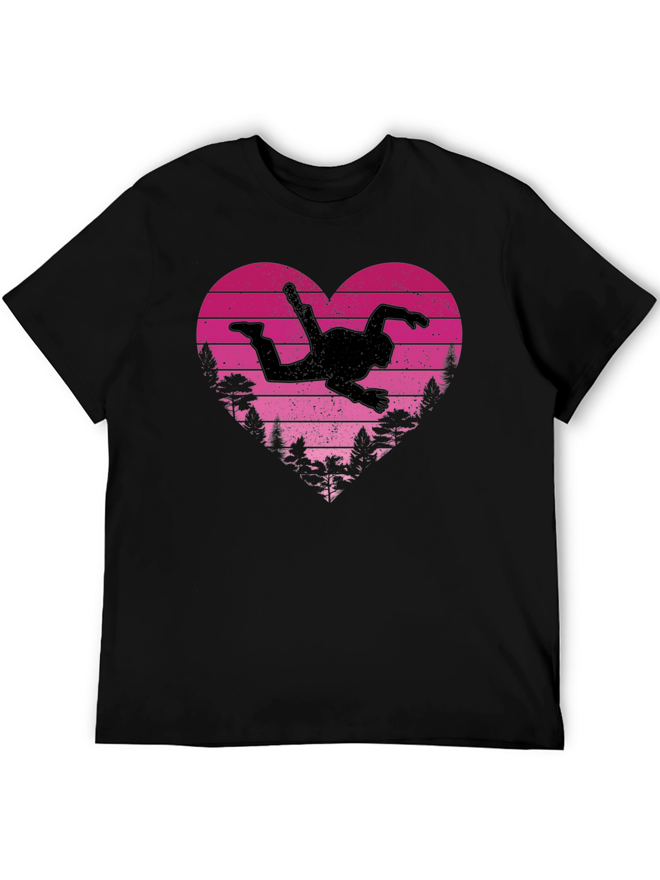 Skydiving Heartbeat T-Shirt - Black