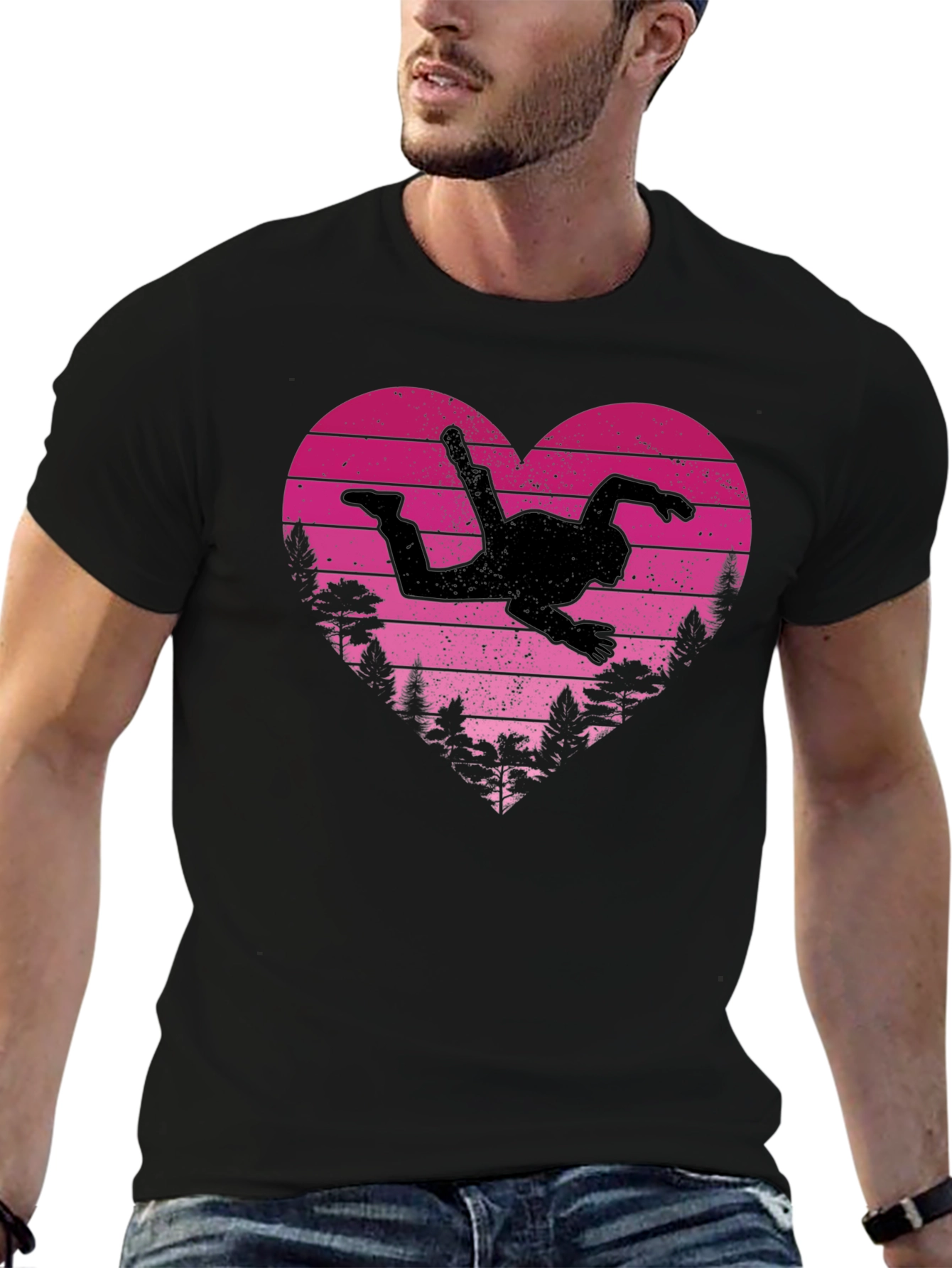 Skydiving Heartbeat T-Shirt - Black
