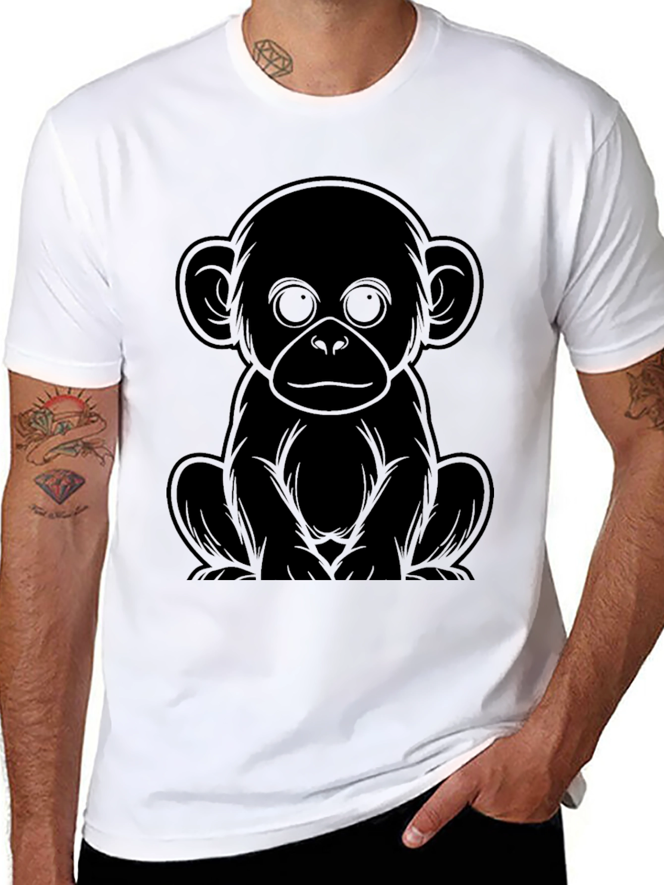Monkey Graphic Tee - Black Unisex T-Shirt