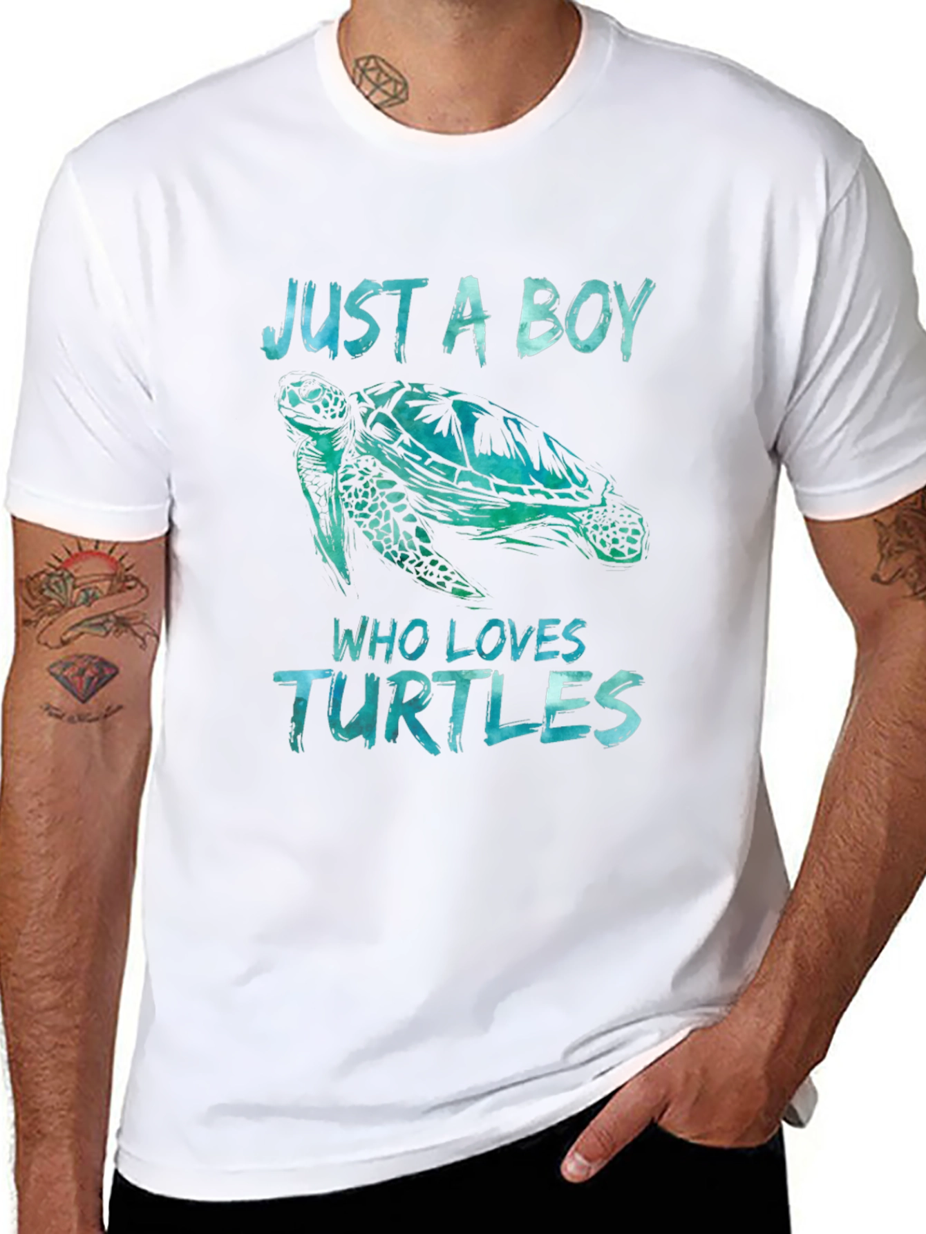 Just A Boy Who Loves Turtles T-Shirt Black
