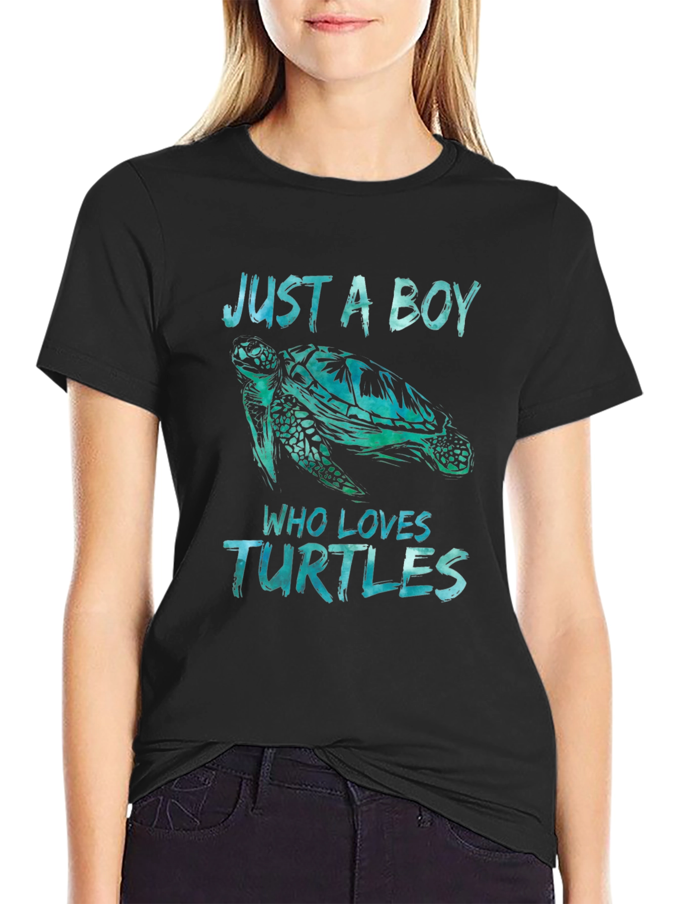Just A Boy Who Loves Turtles T-Shirt Black