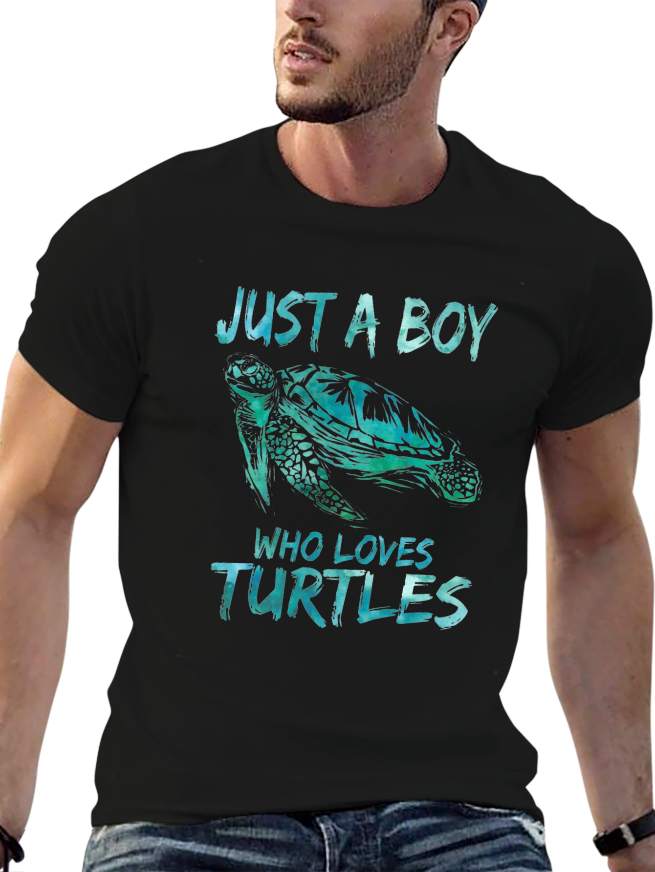 Just A Boy Who Loves Turtles T-Shirt Black