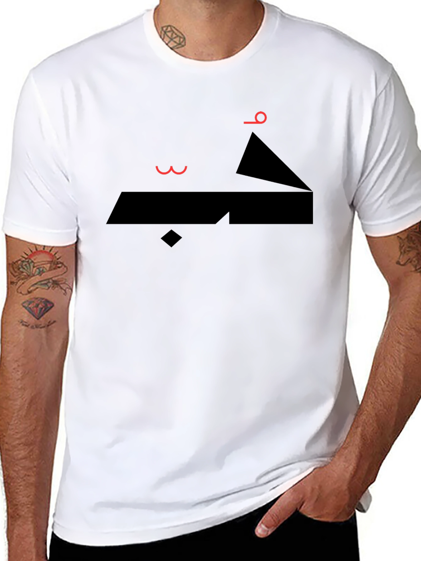 Abstract Arabic Graphic Print Black T-Shirt