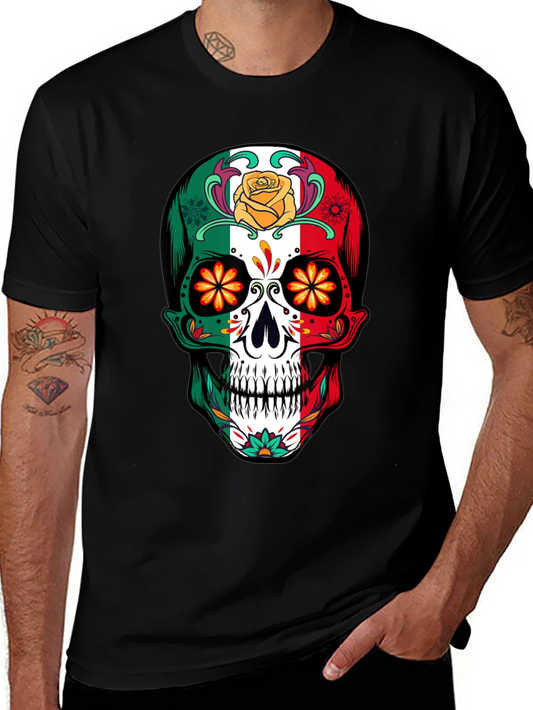 Mexican Flag Sugar Skull T-Shirt