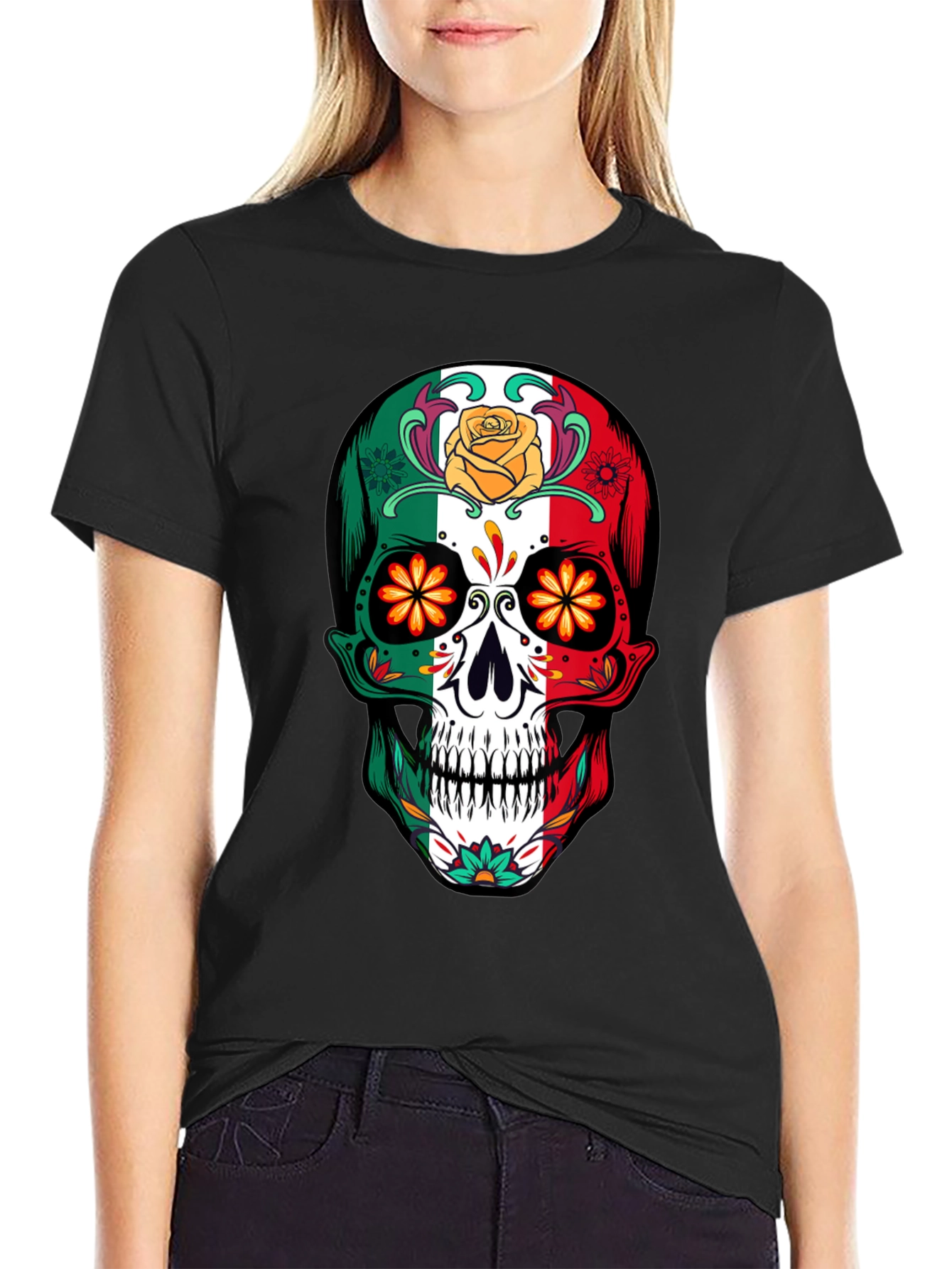 Mexican Flag Sugar Skull T-Shirt