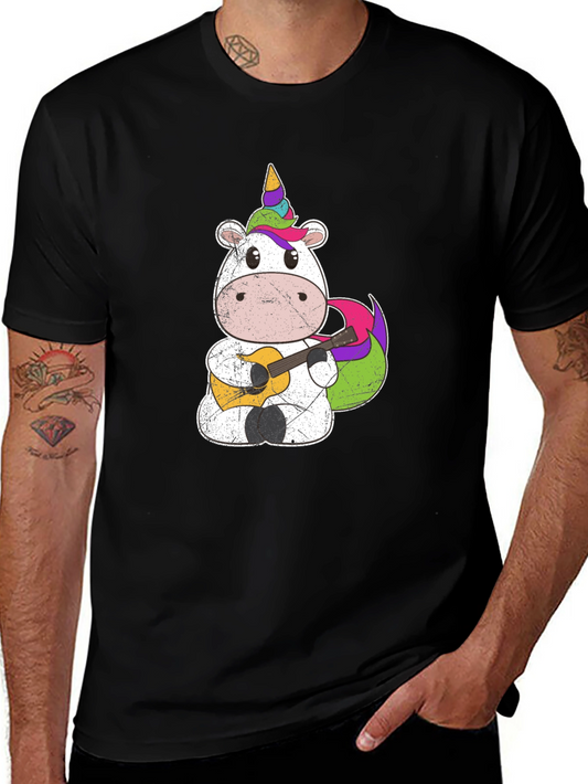 Unicorn Guitarist Graphic Tee - Mens Black T-Shirt