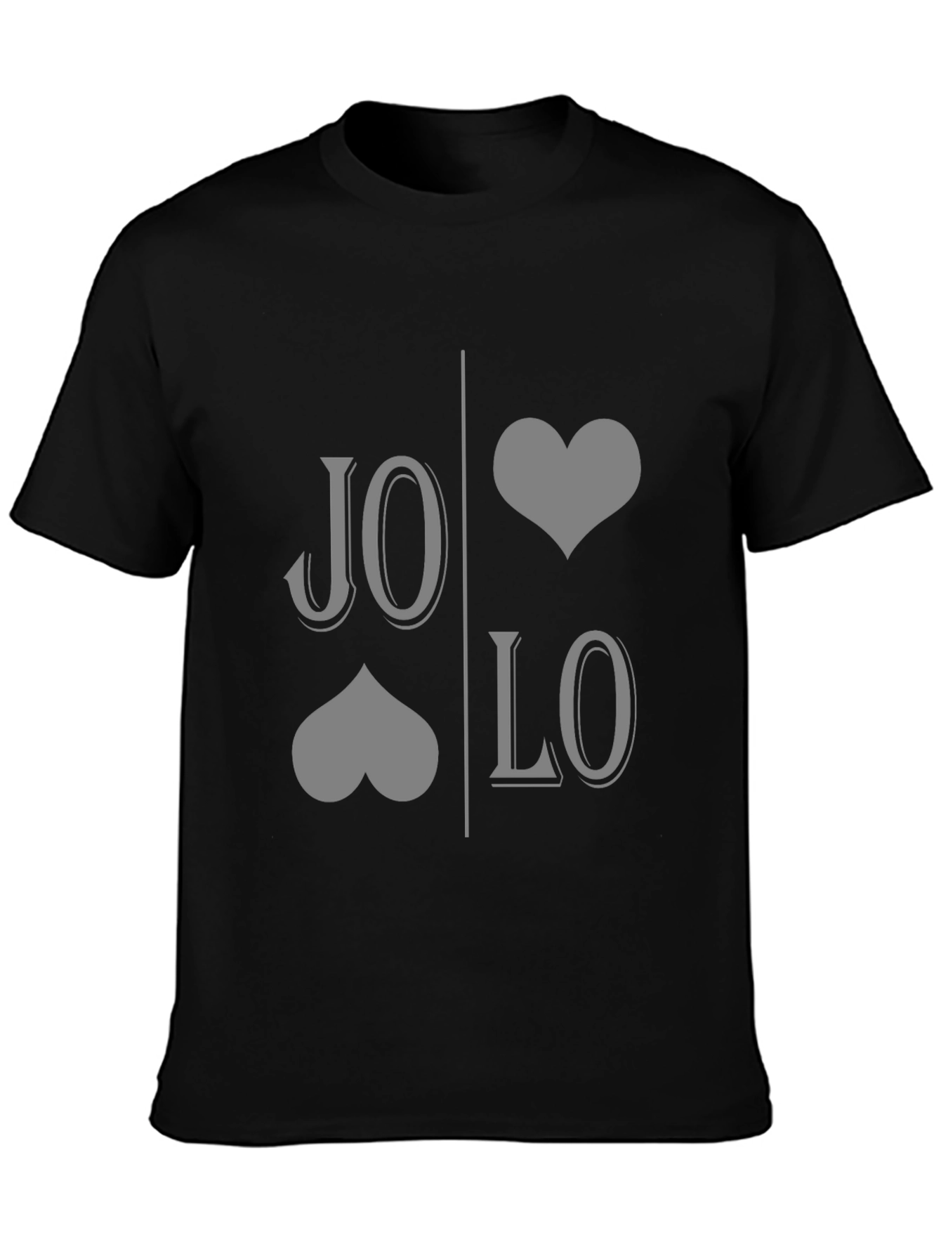 JO LO Love Card Suit Design Black T-Shirt