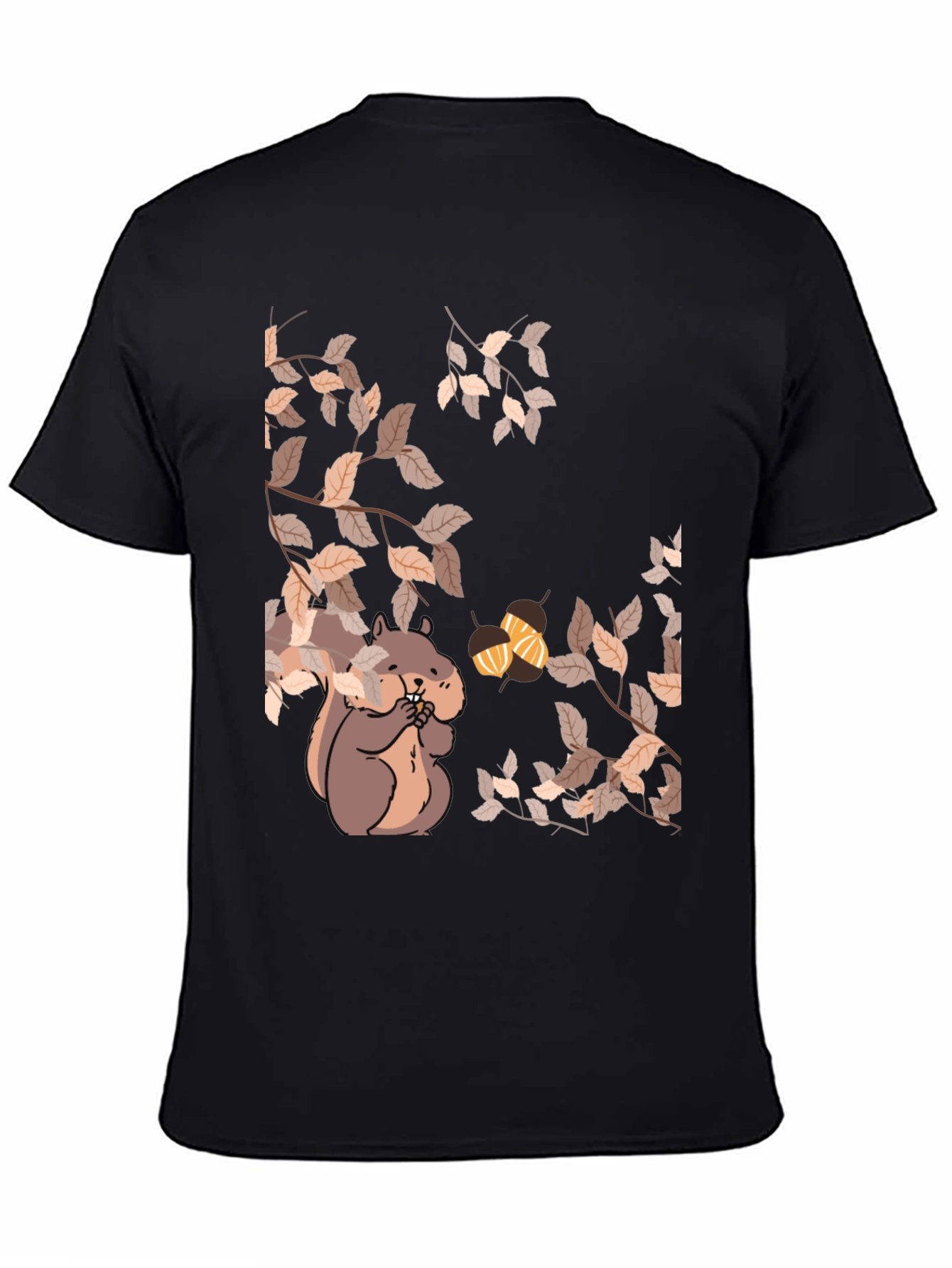 Squirrel & Acorns Black T-Shirt