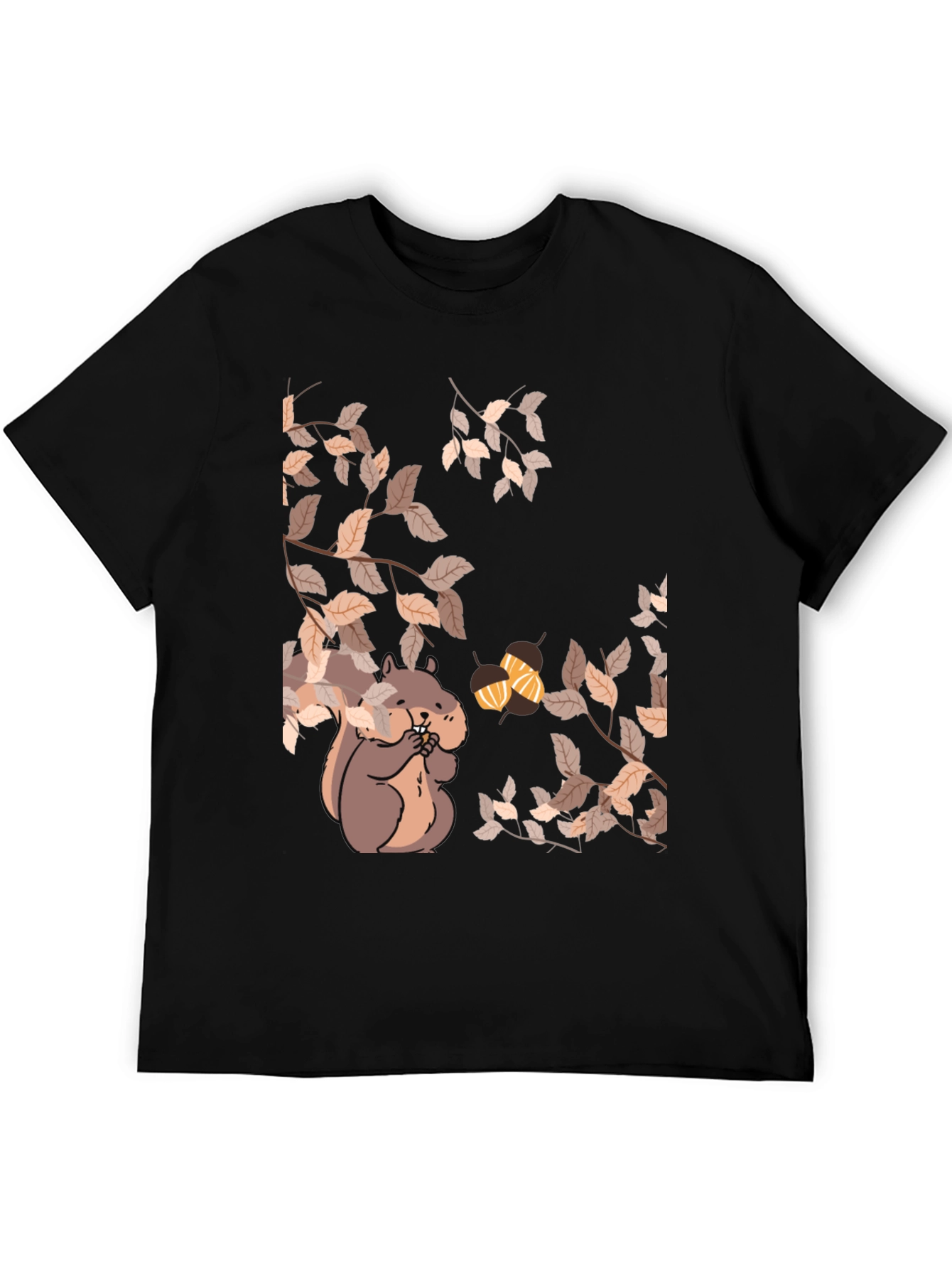 Squirrel & Acorns Black T-Shirt