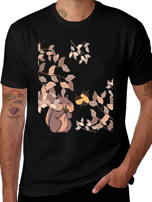 Squirrel & Acorns Black T-Shirt