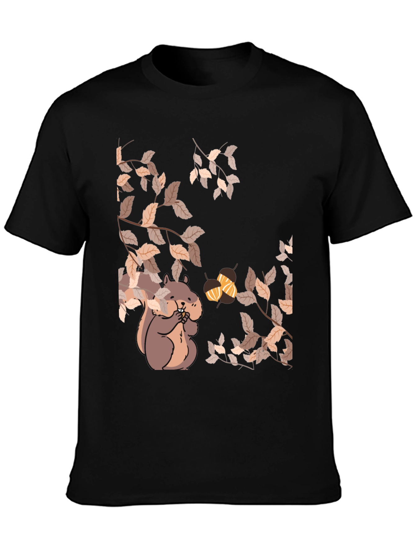 Squirrel & Acorns Black T-Shirt
