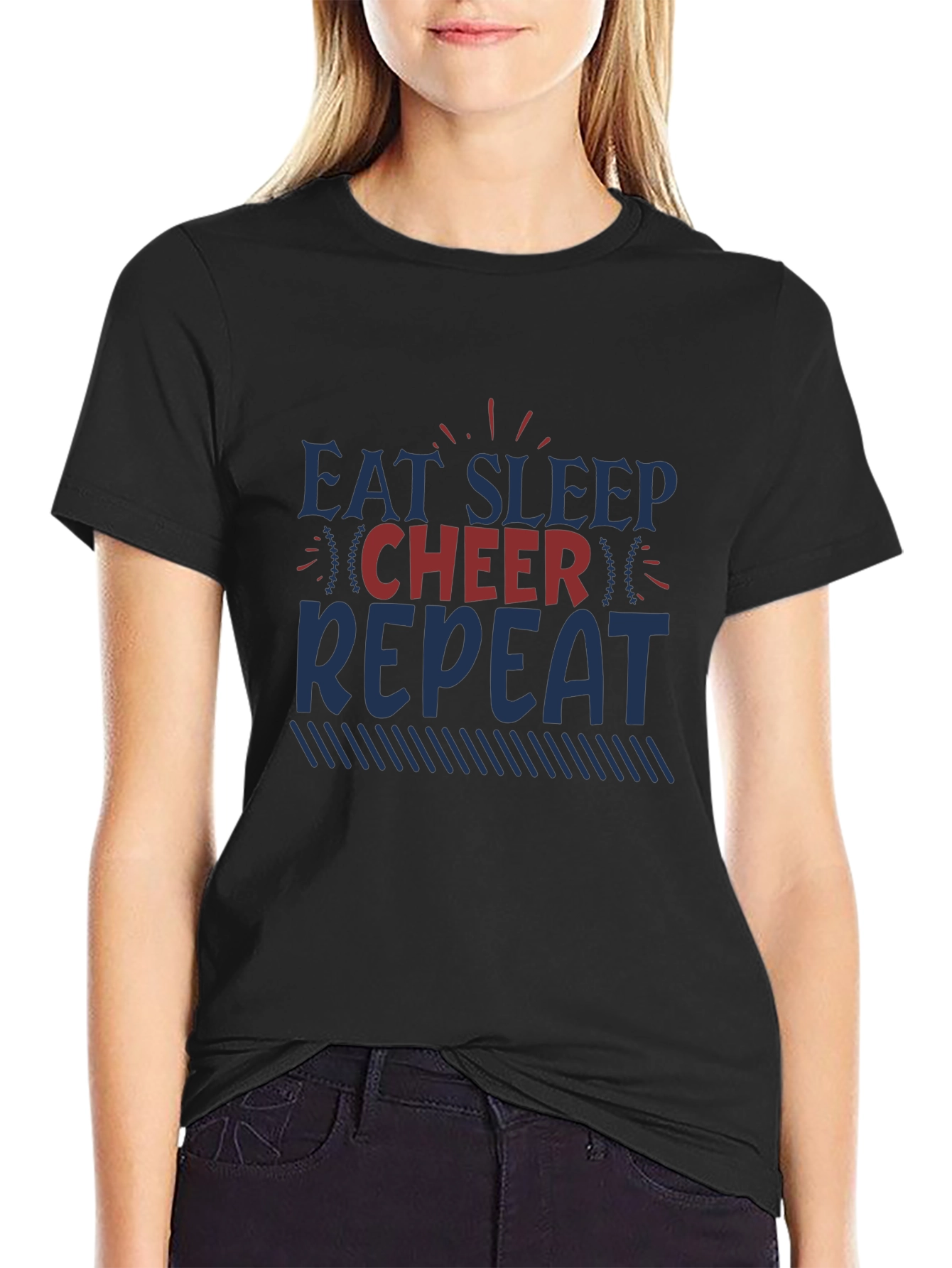 Eat Sleep Cheer Repeat Graphic Tee