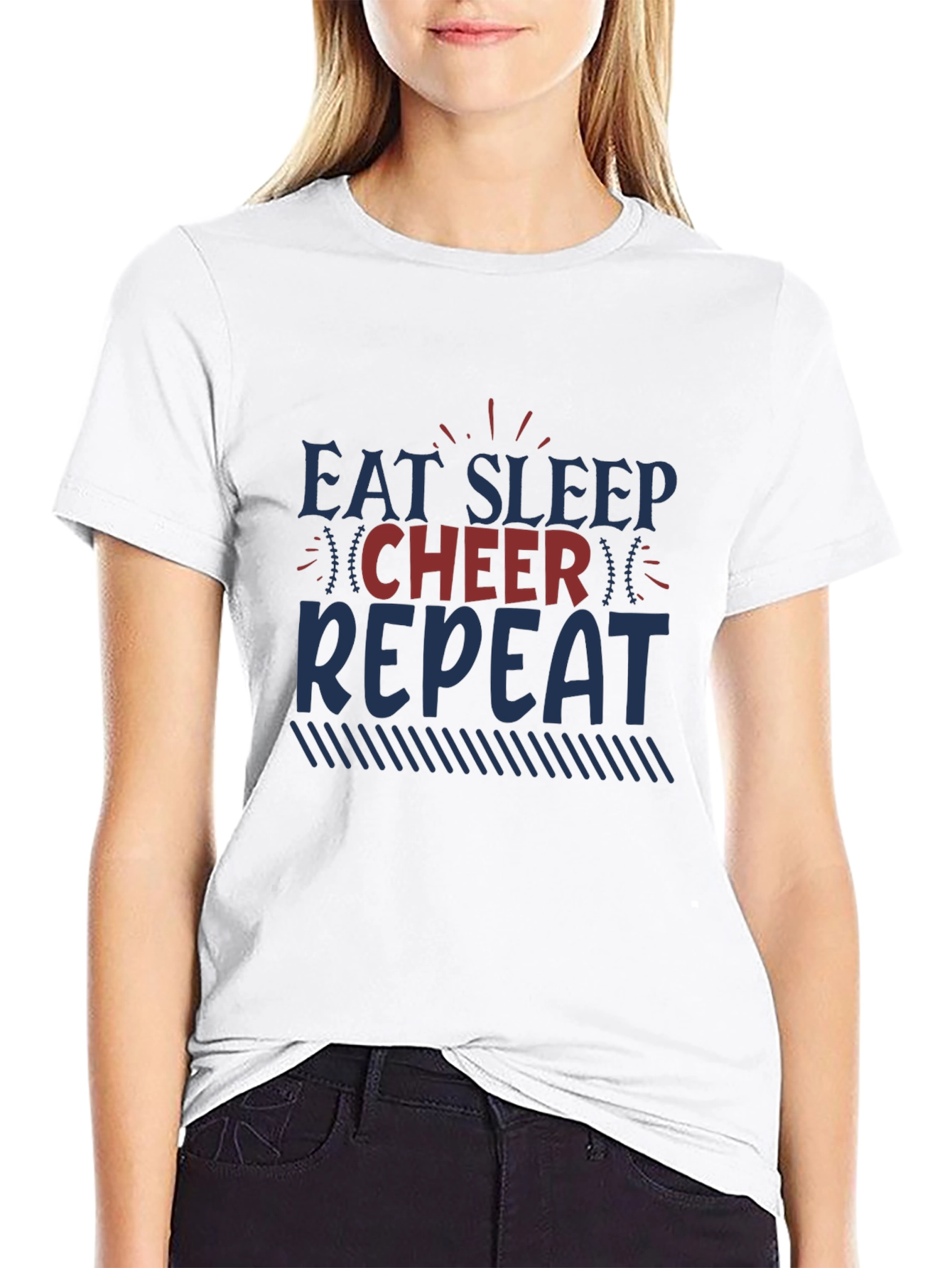 Eat Sleep Cheer Repeat Graphic Tee