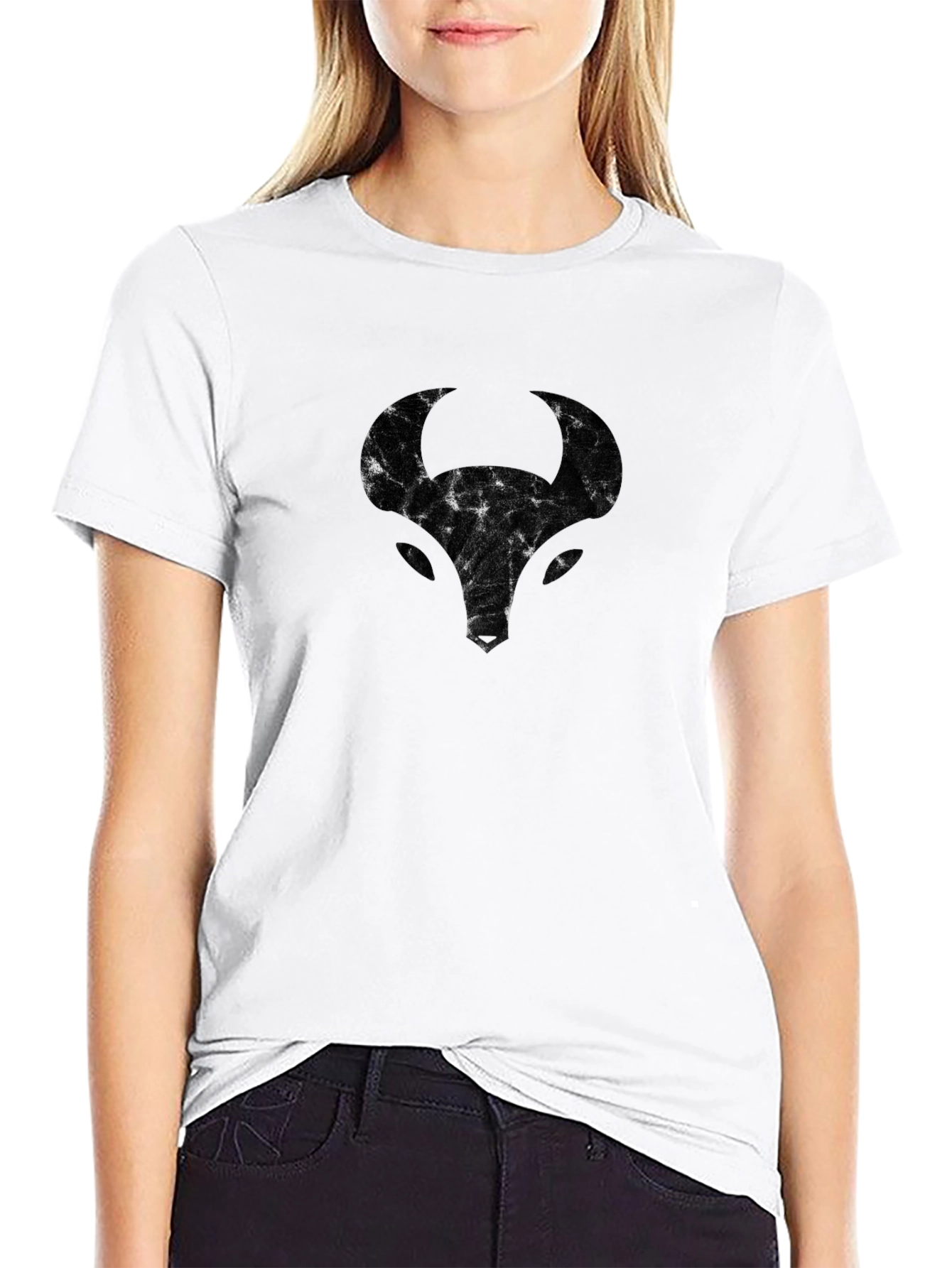Abstract Bull Graphic Black Tee