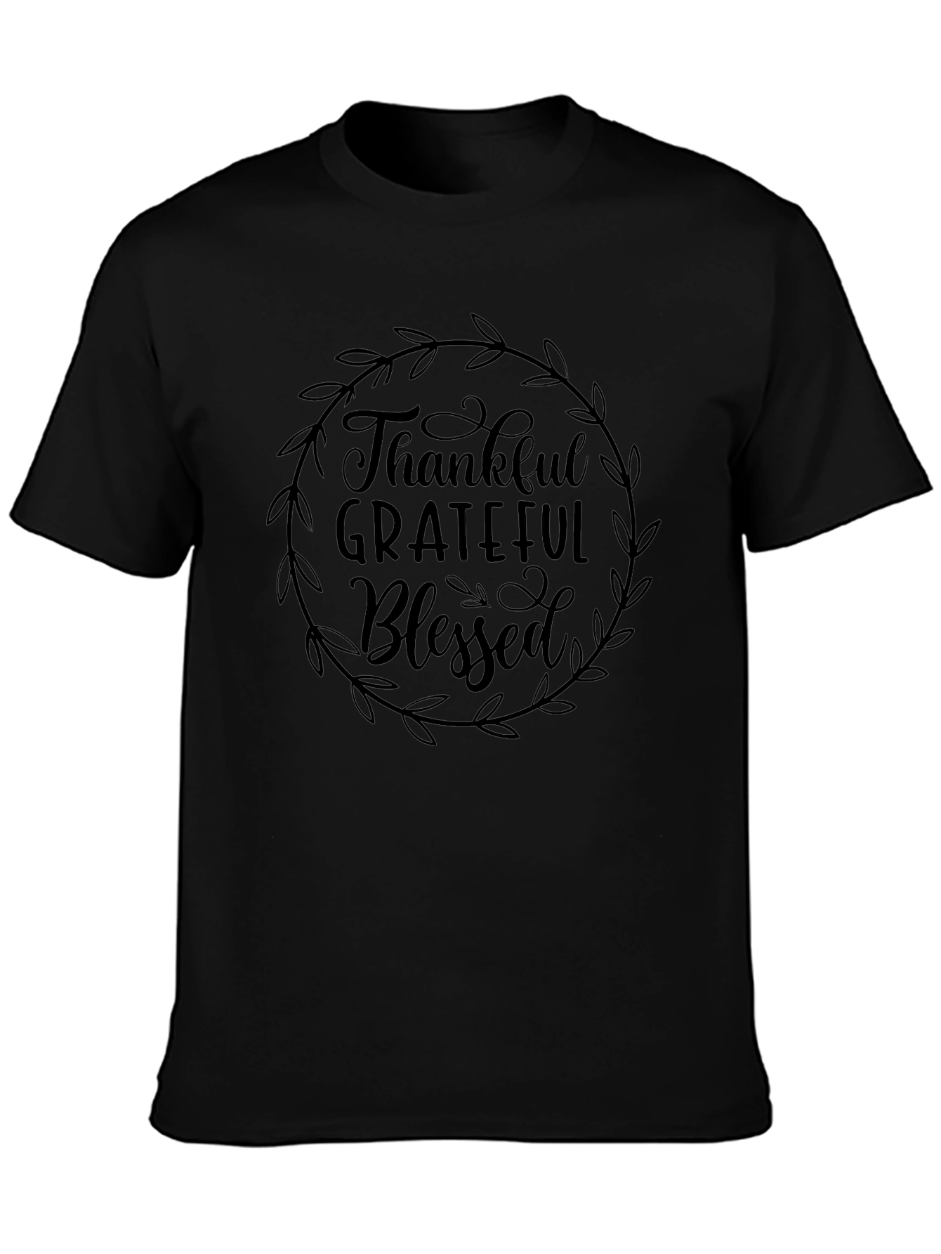 Thankful Grateful Blessed Black T-Shirt