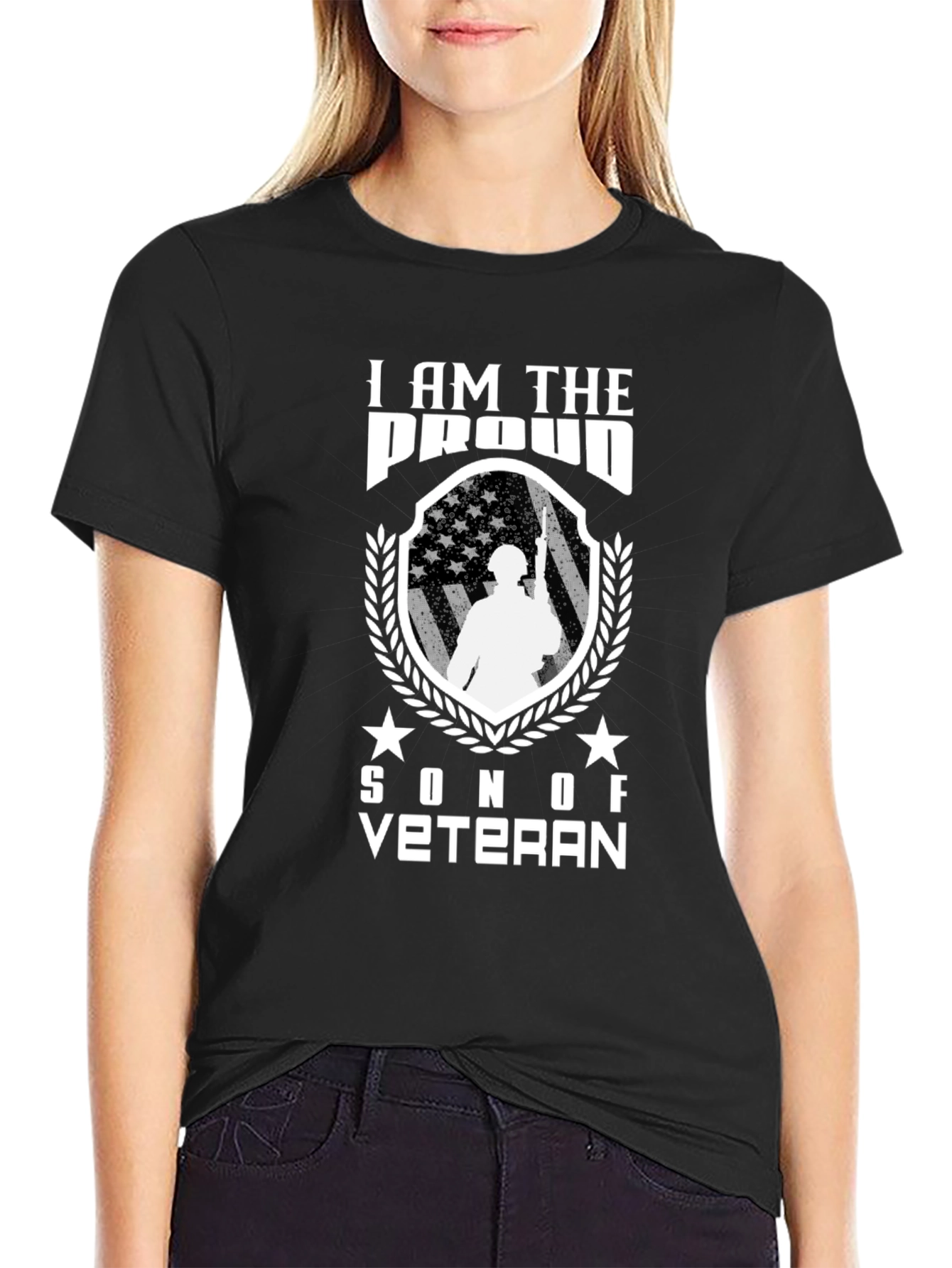 Proud Son of a Veteran Black T-Shirt