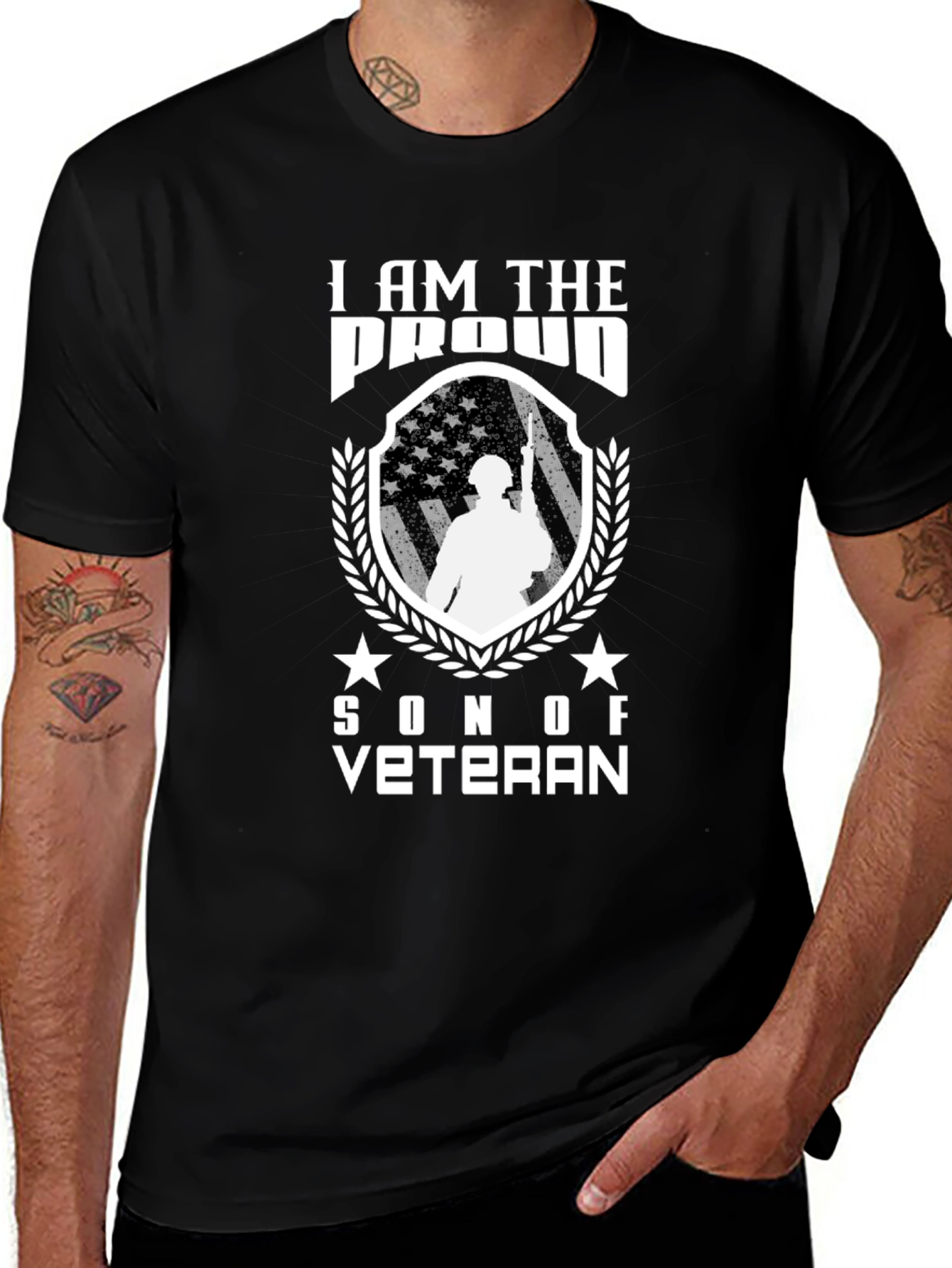 Proud Son of a Veteran Black T-Shirt