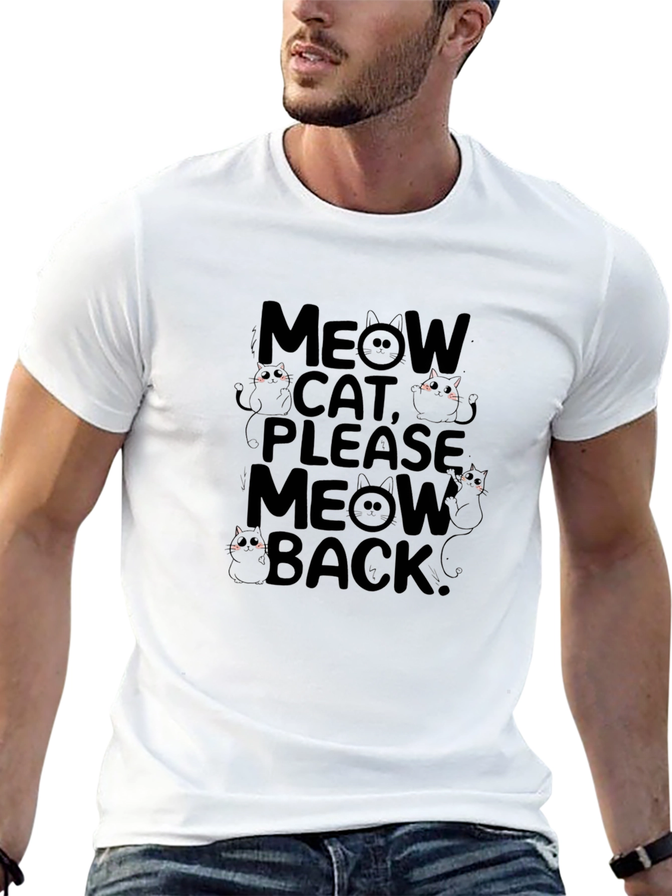 Meow Cat Please Meow Back Graphic Tee