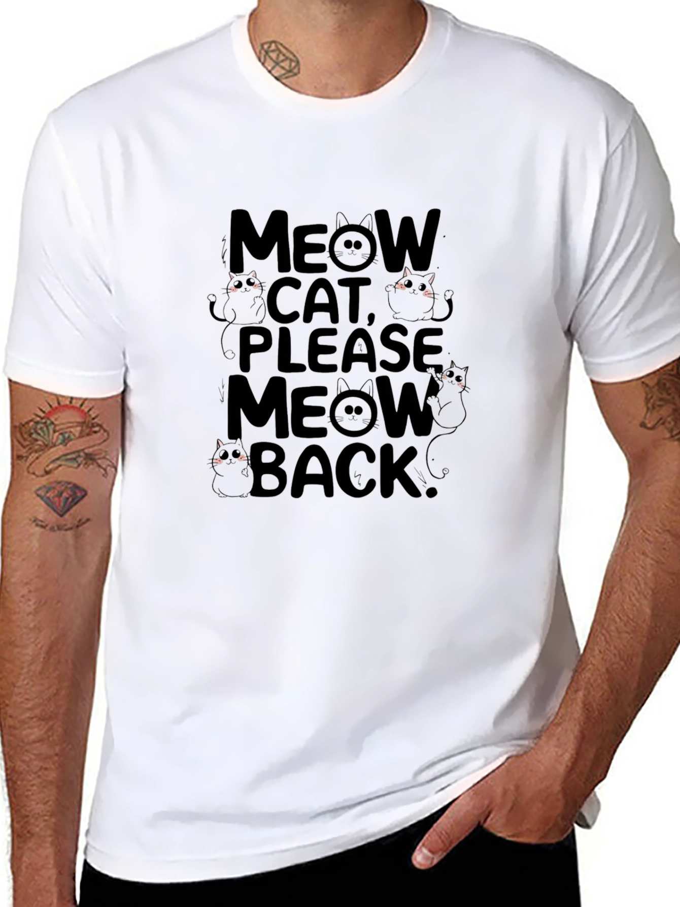 Meow Cat Please Meow Back Graphic Tee
