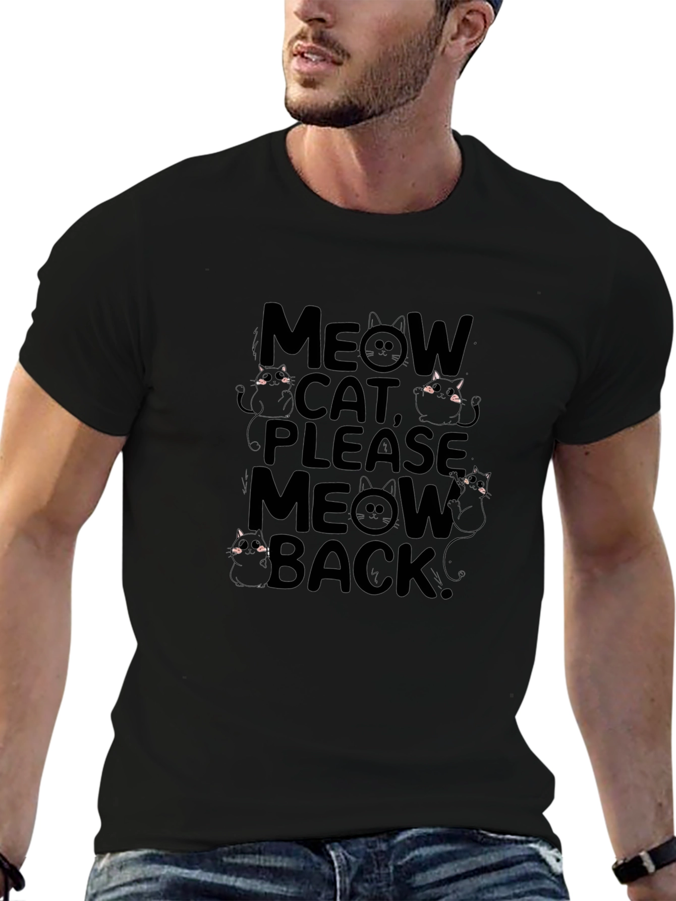 Meow Cat Please Meow Back Graphic Tee