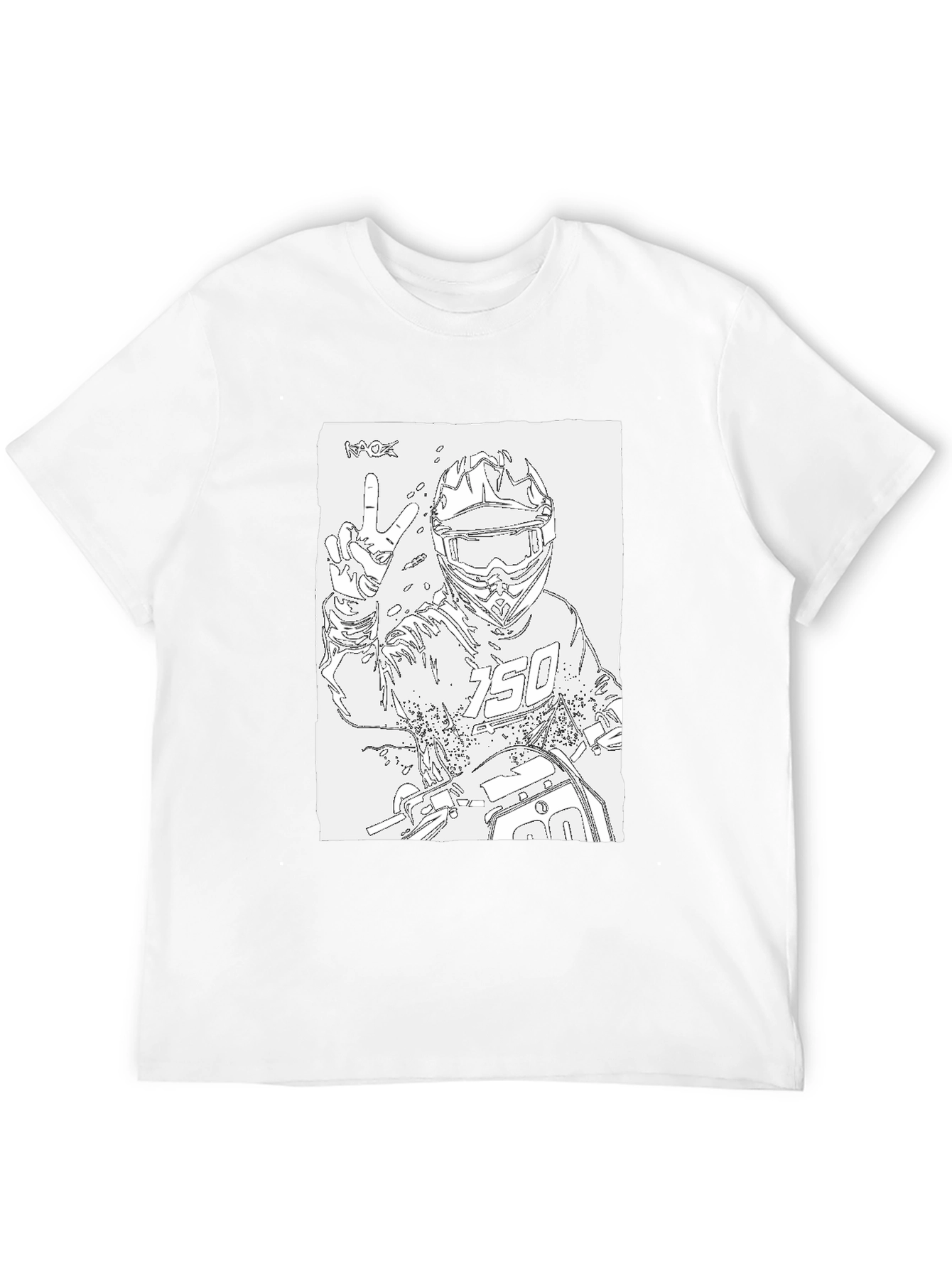 Motocross Rider Outline Black T-Shirt