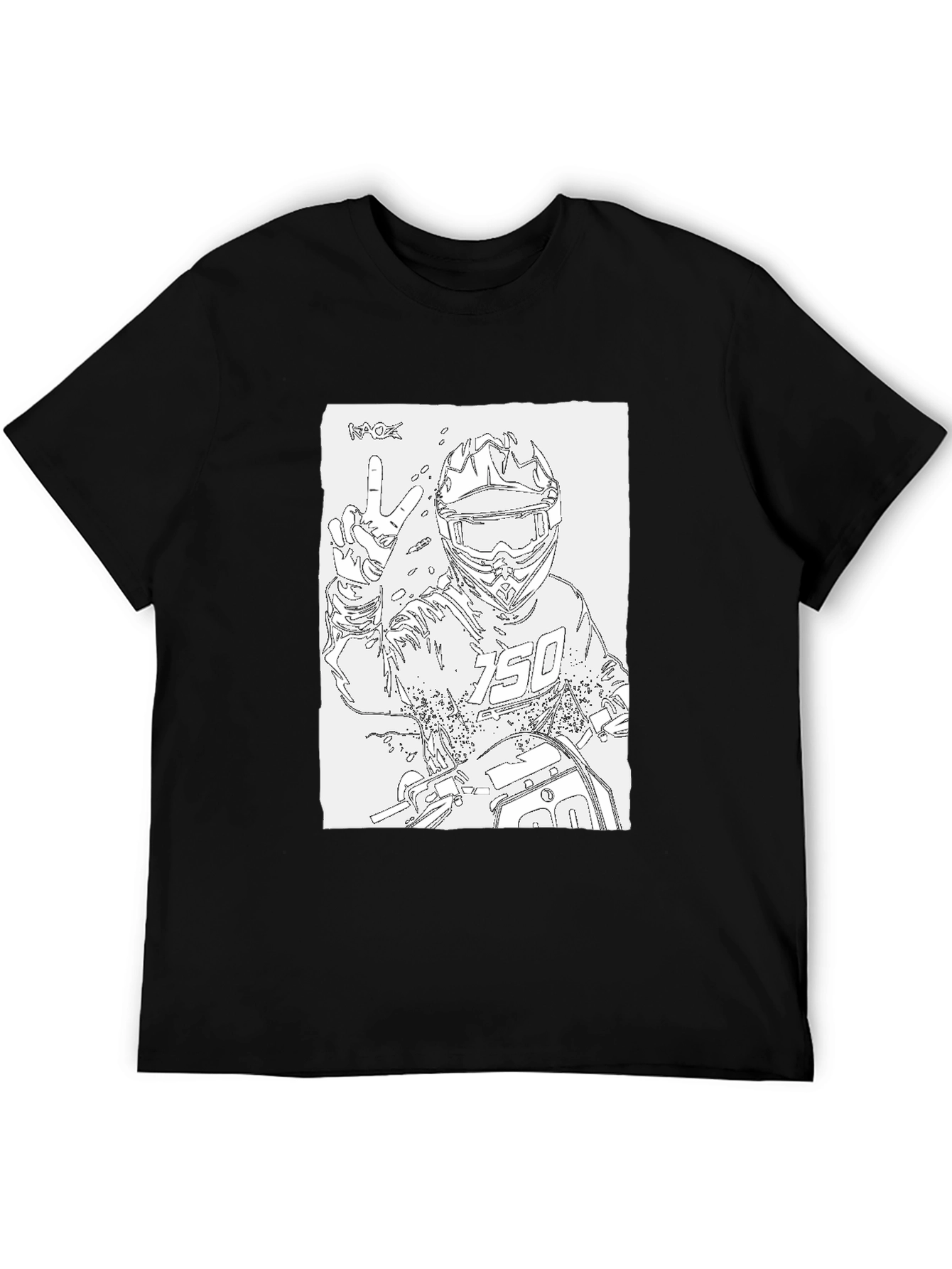 Motocross Rider Outline Black T-Shirt