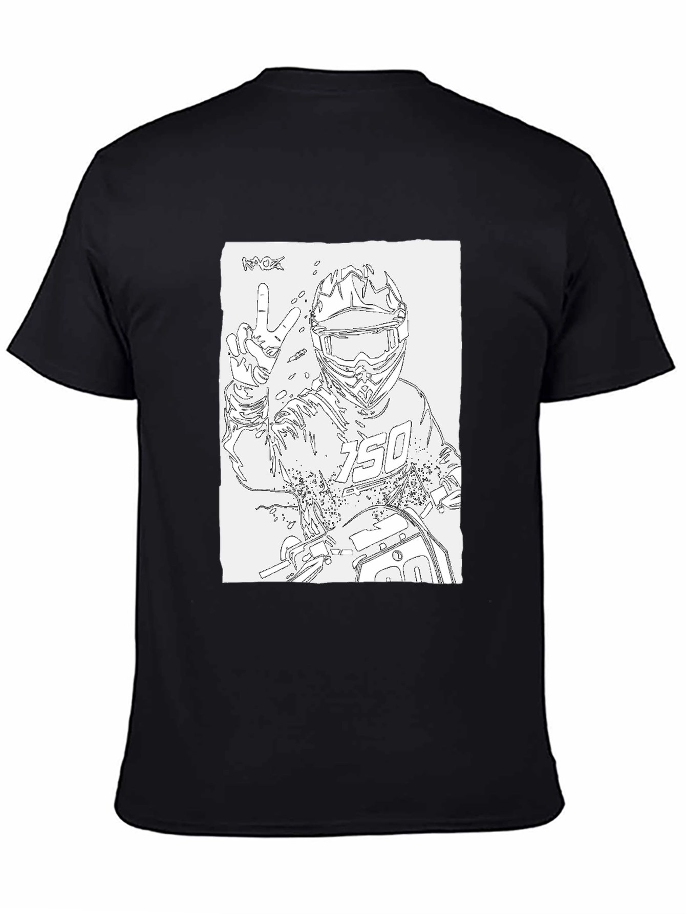 Motocross Rider Outline Black T-Shirt